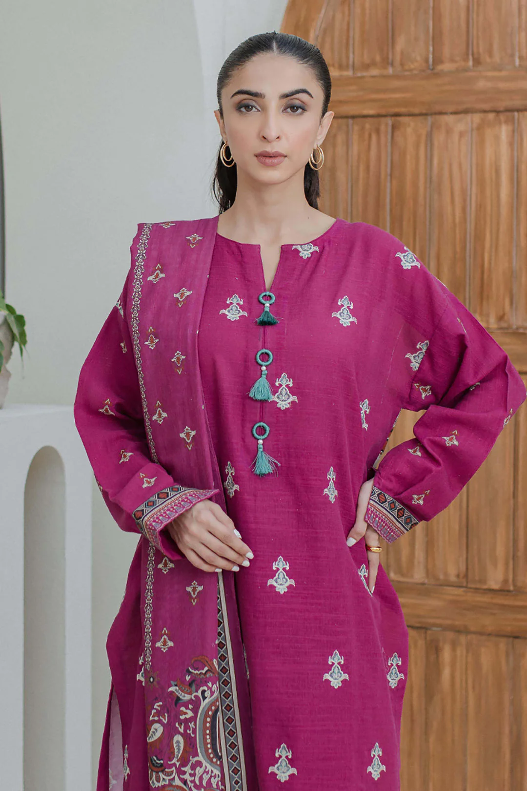 Embroidered Shirt Shalwar Dupatta - 0760 - Image 3