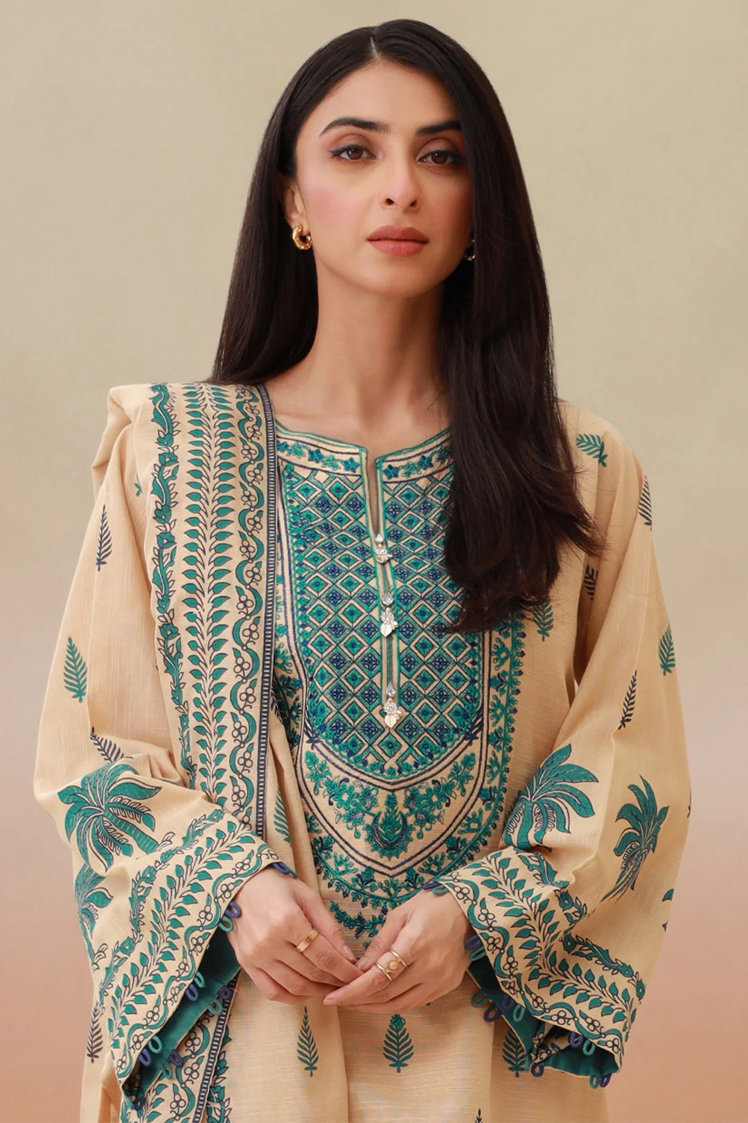 Embroidered Shirt Shalwar Dupatta - 0767 - Image 2