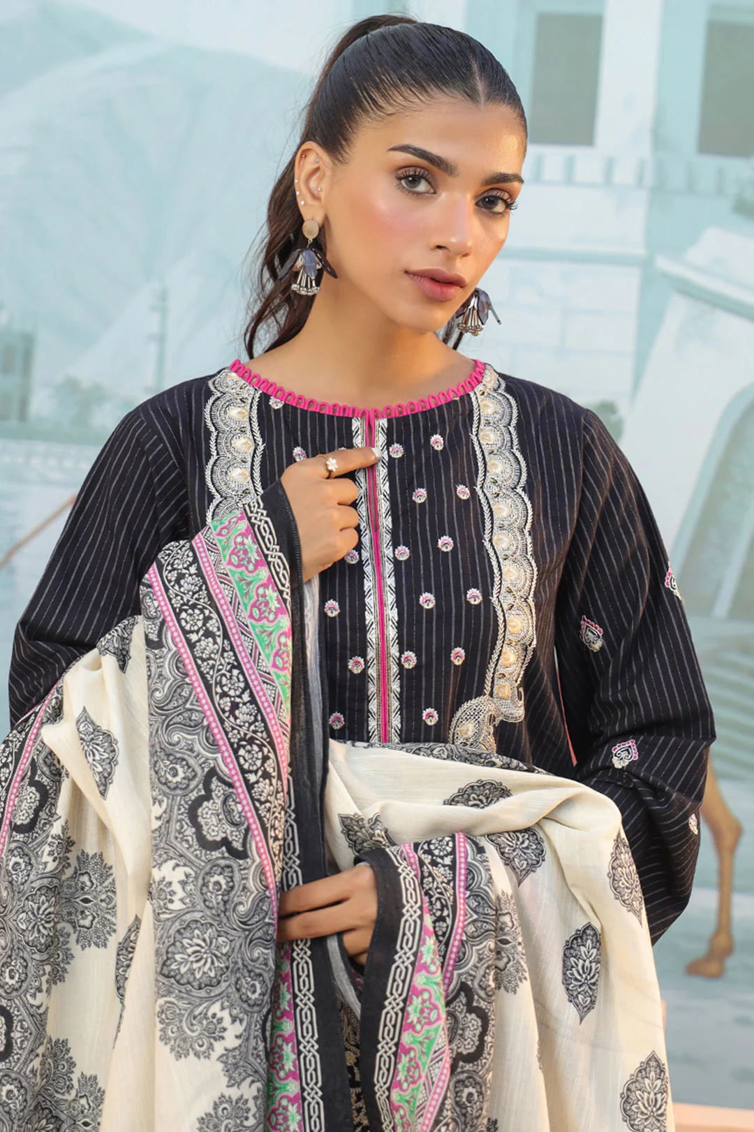 Embroidered Shirt Shalwar Dupatta - 0770 - Image 2