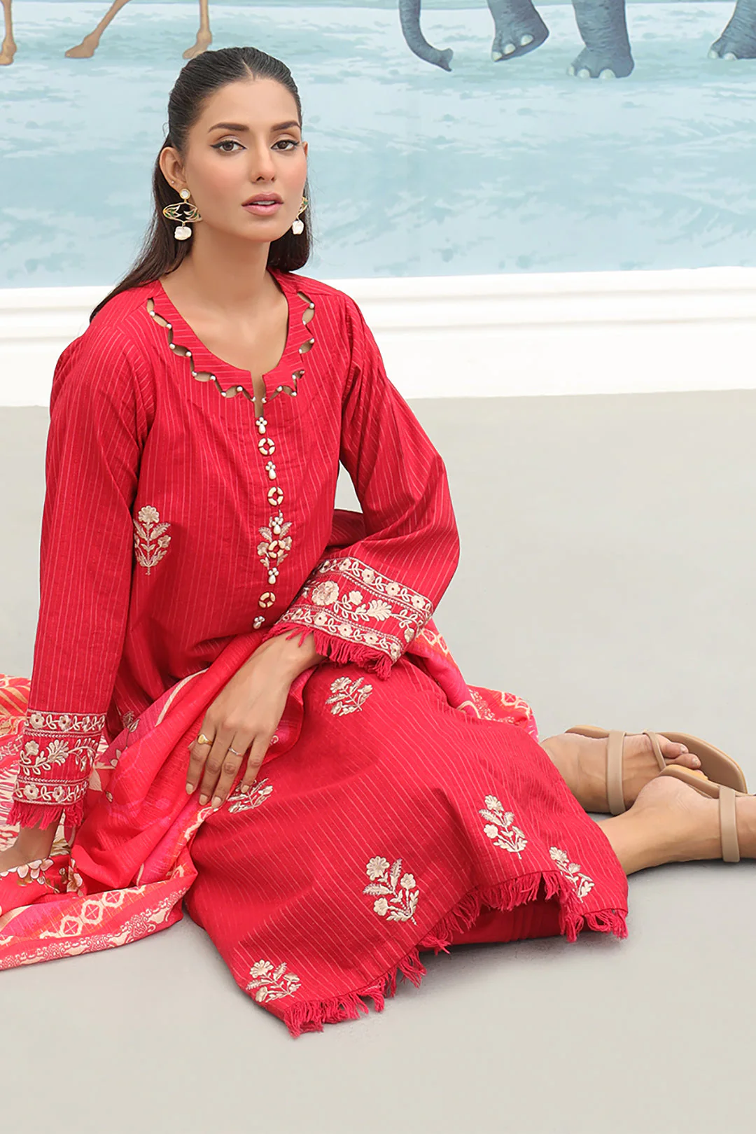 Embroidered Shirt Shalwar Dupatta - 0771 - Image 3