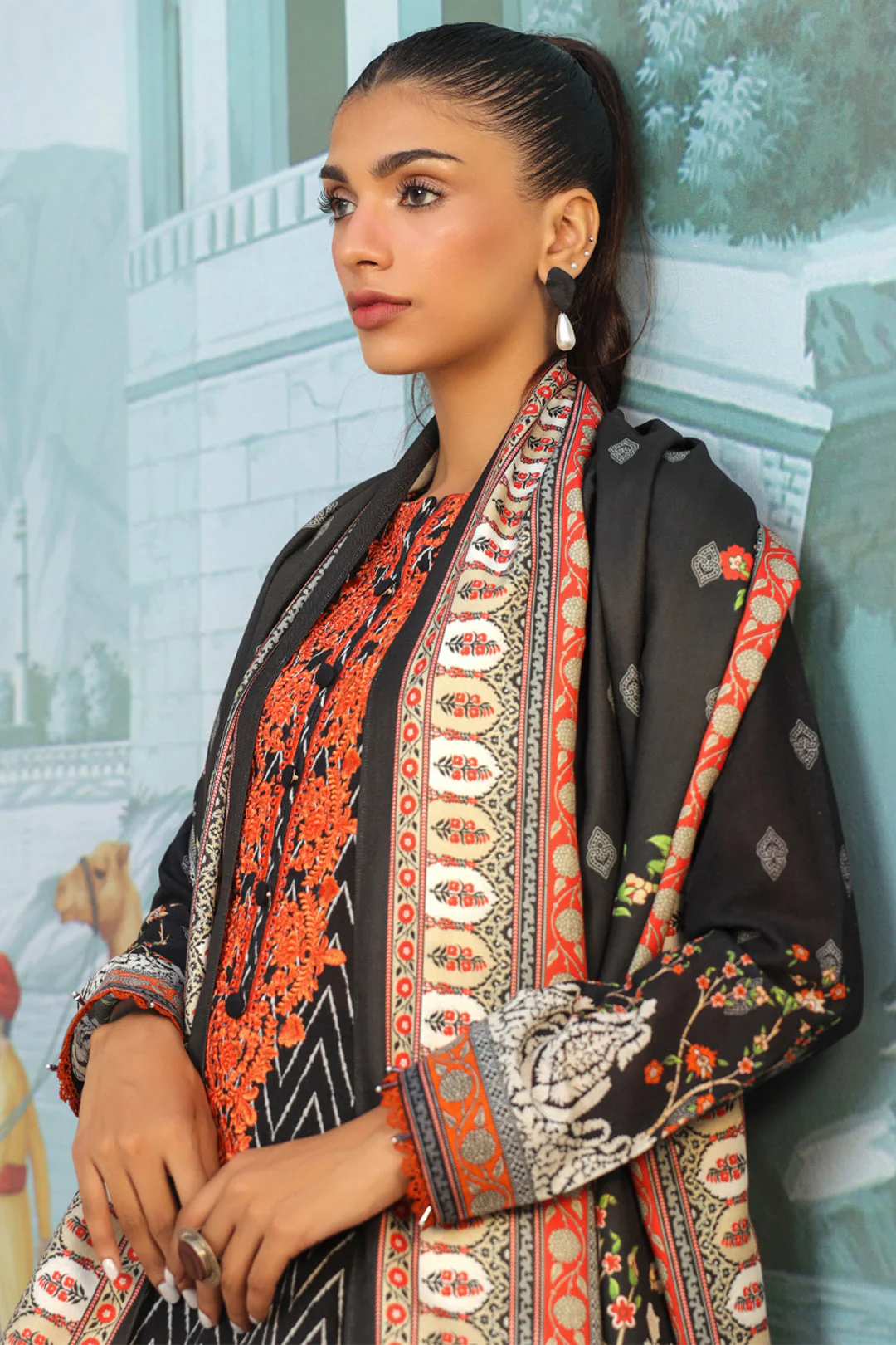 Embroidered Shirt Shalwar Dupatta - 0835 - Image 2
