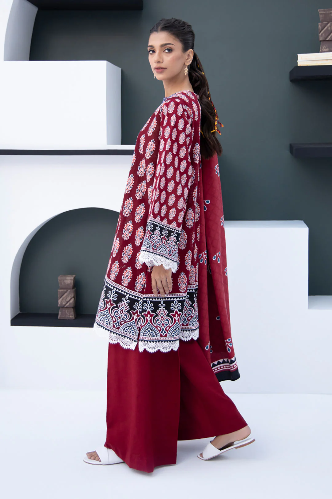 Embroidered Shirt Shalwar Dupatta - 0836 - Image 3