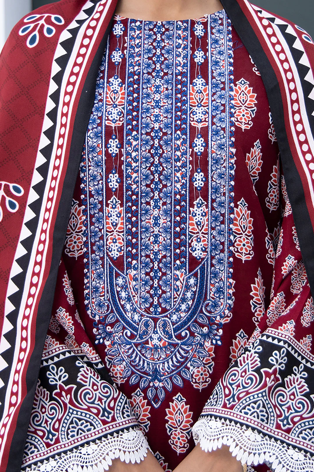 Embroidered Shirt Shalwar Dupatta - 0836 - Image 4