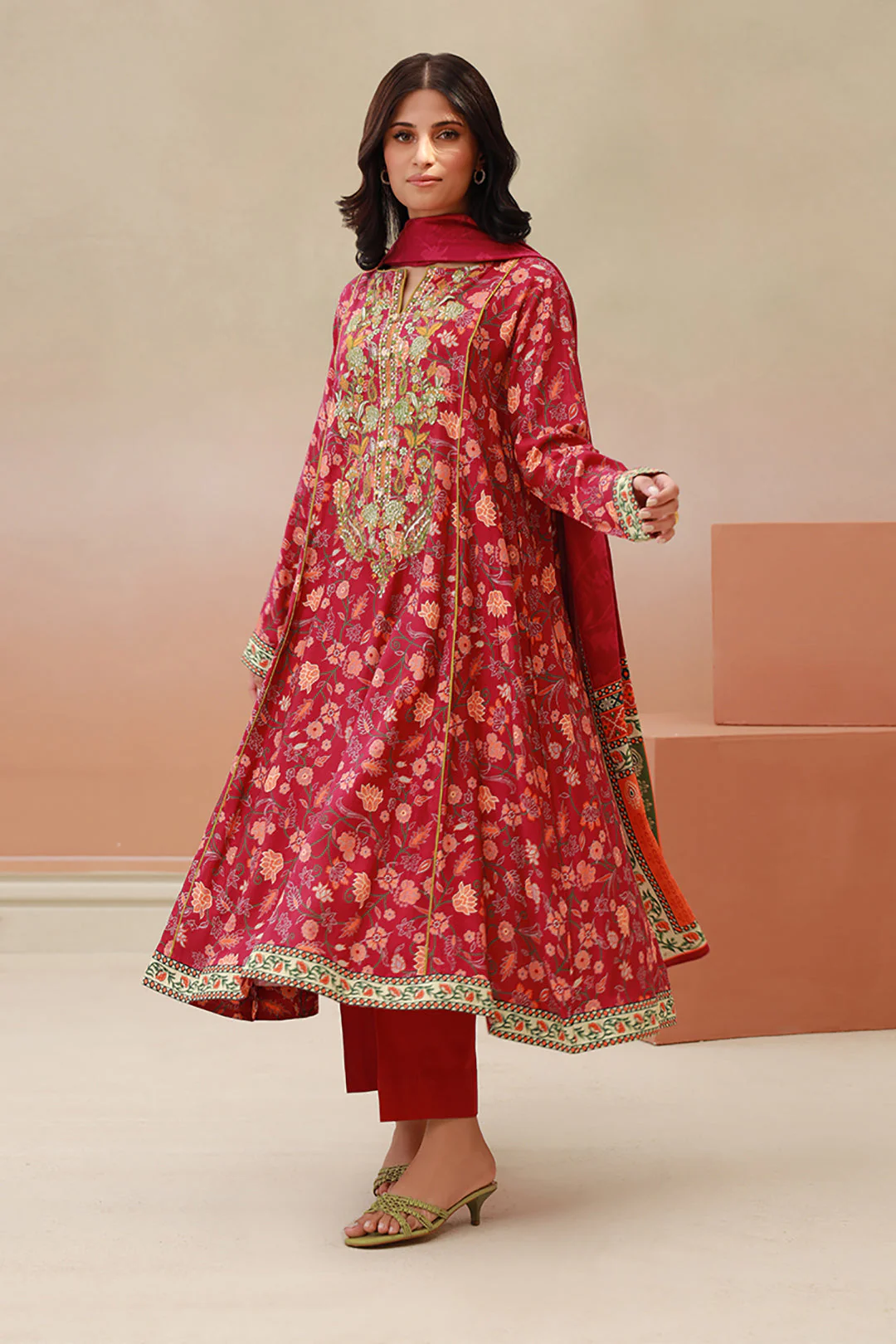 Embroidered Shirt Shalwar Dupatta - 0838 - Image 3