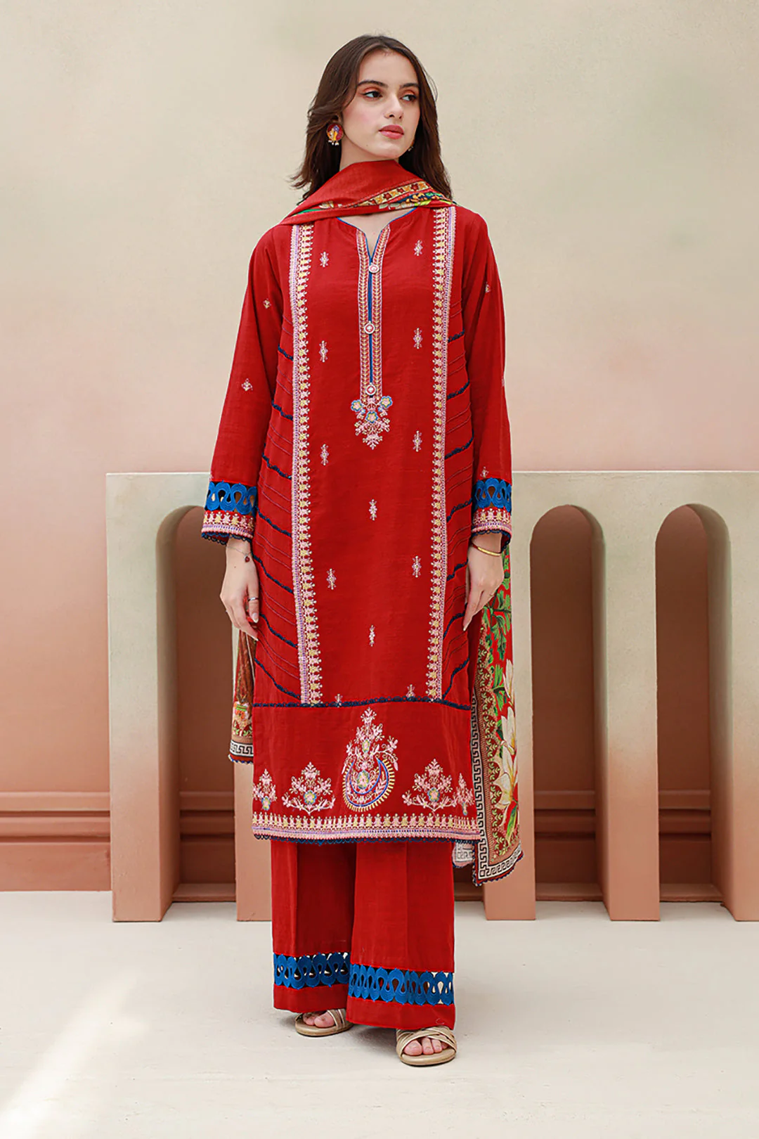 Embroidered Shirt Shalwar Dupatta - 0848 - Image 2