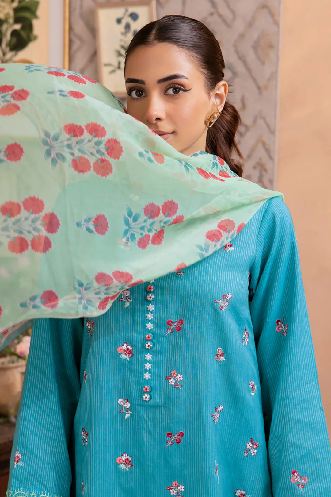 Embroidered Shirt Shalwar Dupatta - 1115 - Image 2