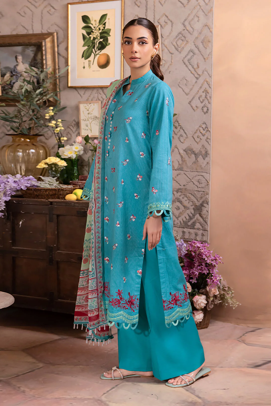 Embroidered Shirt Shalwar Dupatta - 1115 - Image 3