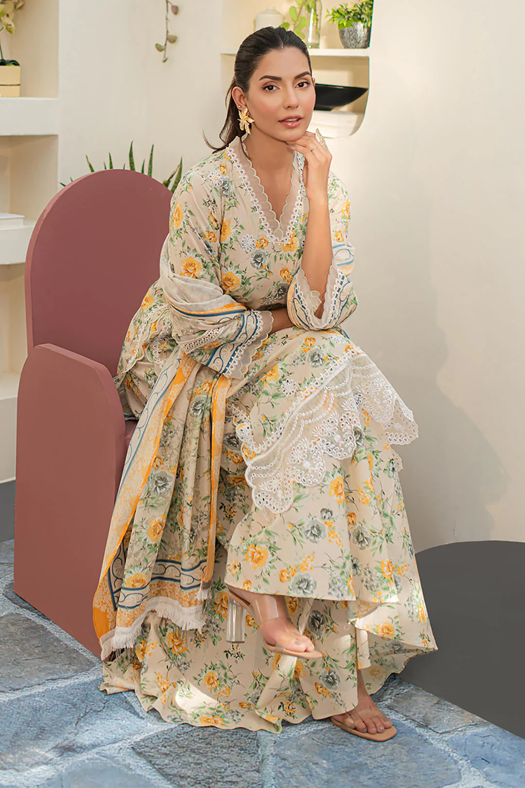 Embroidered Shirt Shalwar Dupatta - 1256 - Image 3