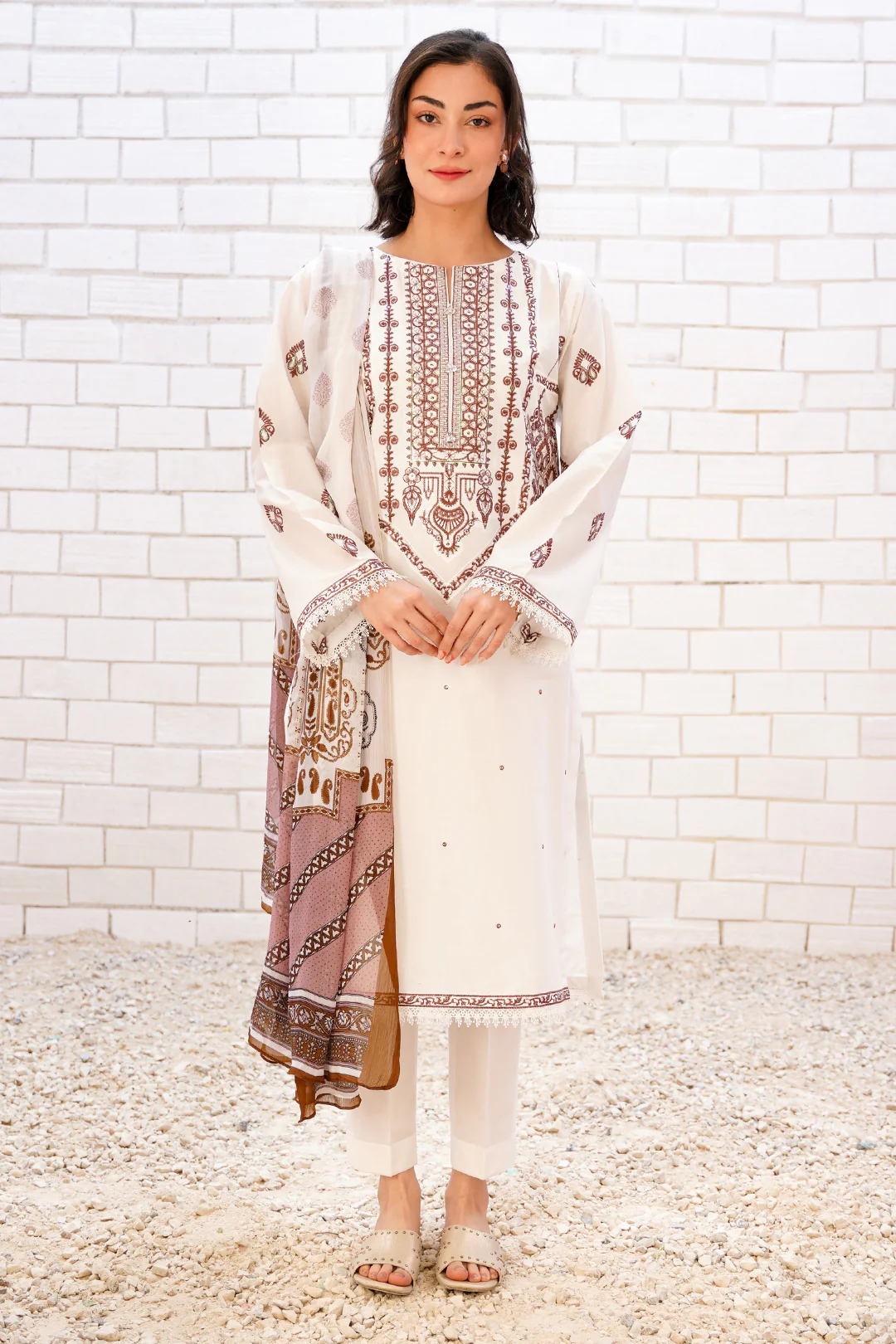 Embroidered Shirt Shalwar Dupatta - 1994 - Image 2
