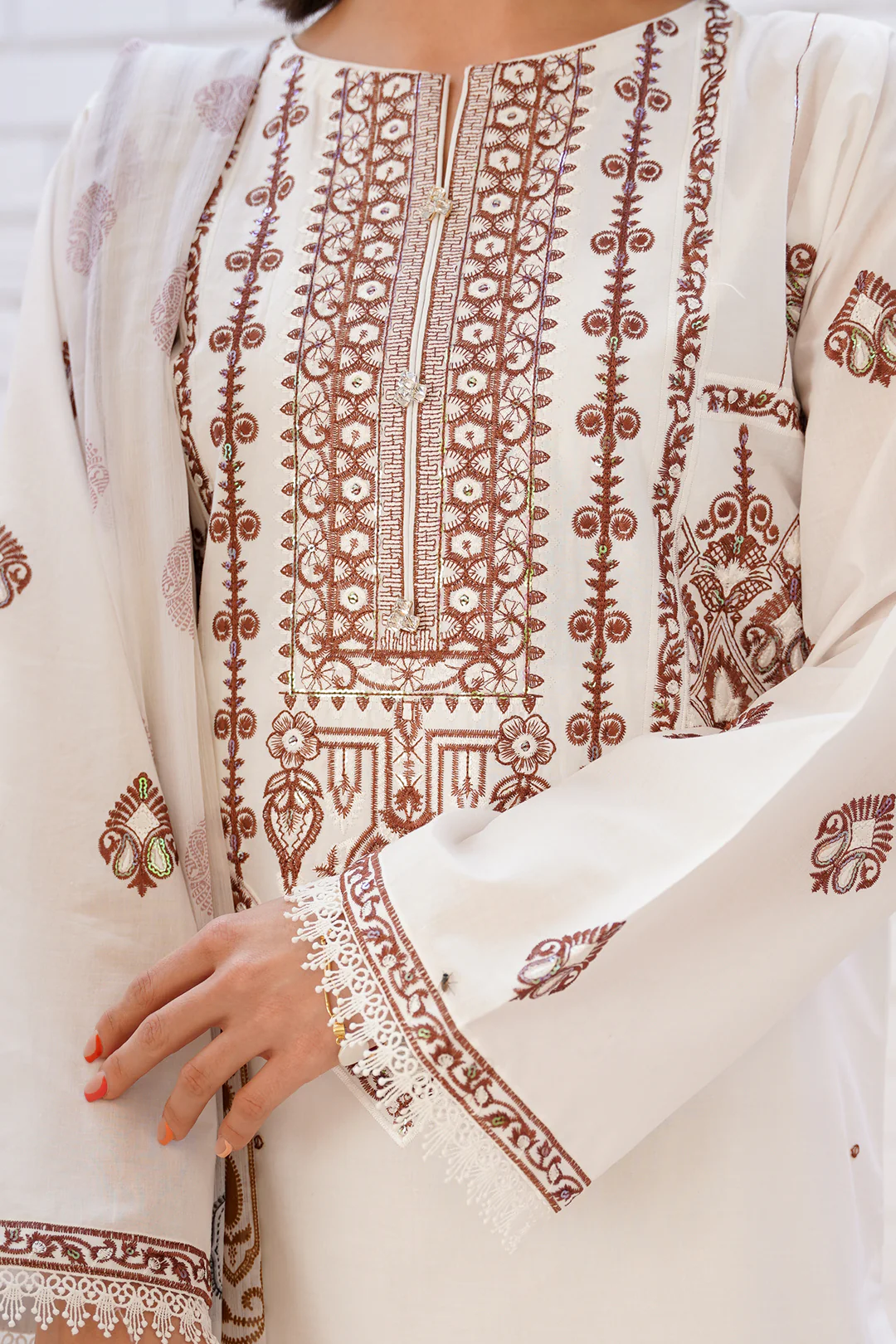 Embroidered Shirt Shalwar Dupatta - 1994 - Image 4
