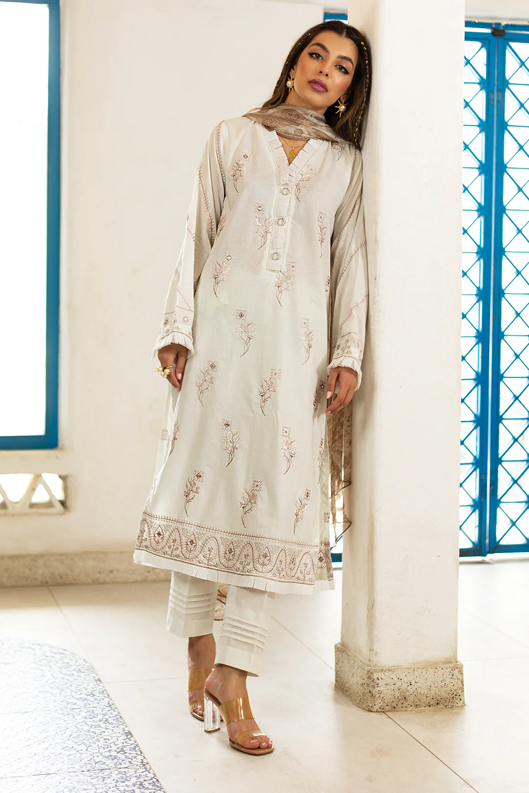 Embroidered Shirt Shalwar Dupatta - 1995 - Image 3