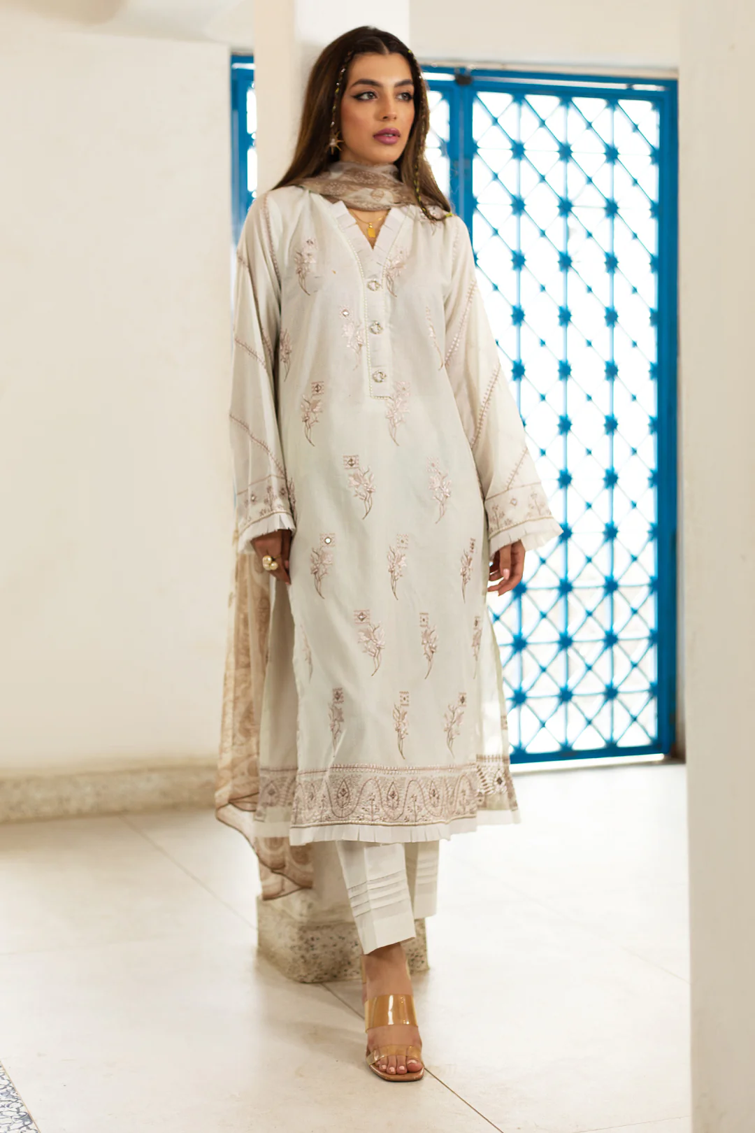 Embroidered Shirt Shalwar Dupatta - 1995 - Image 5