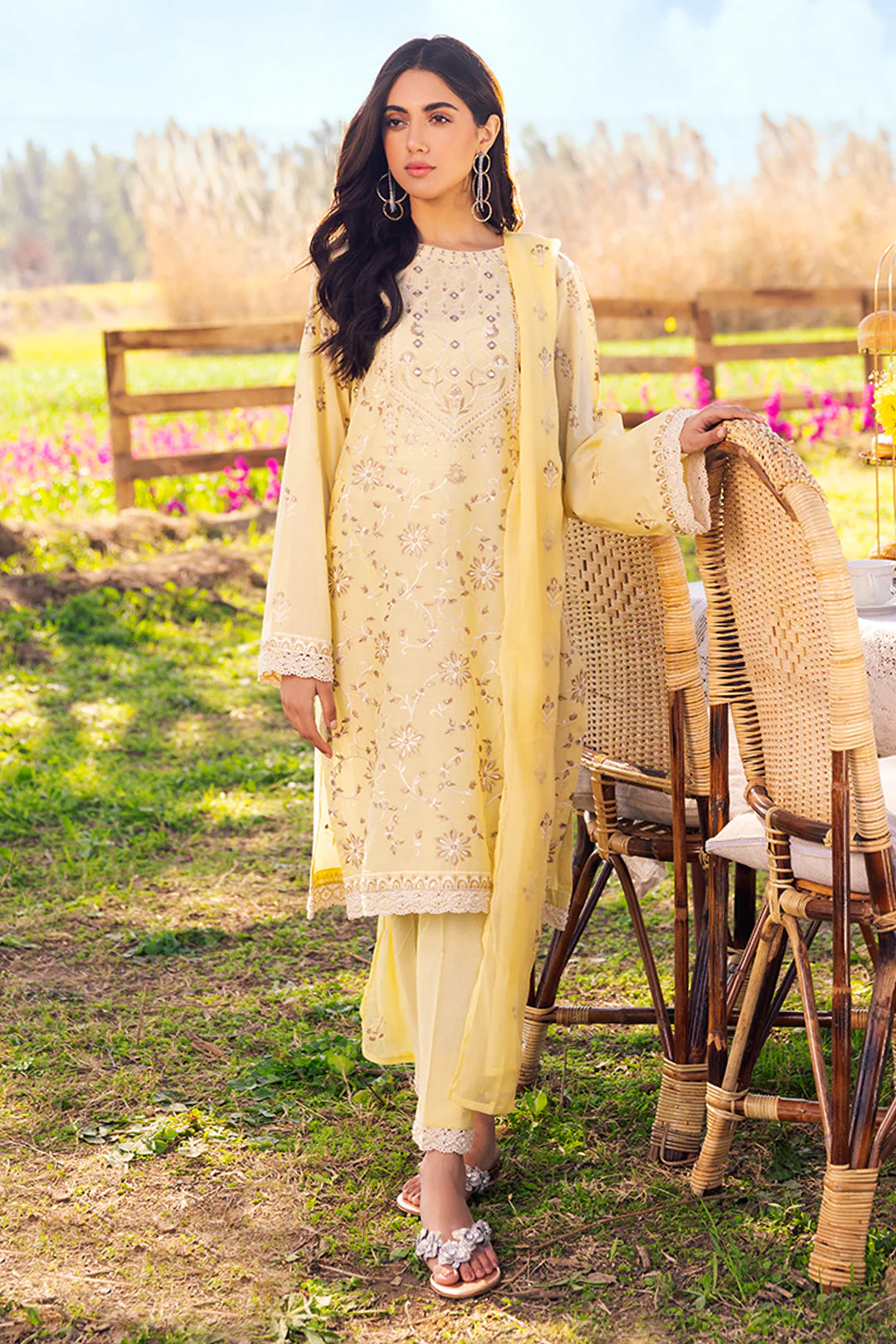 Embroidered Shirt Shalwar Dupatta - 2000 - Image 3