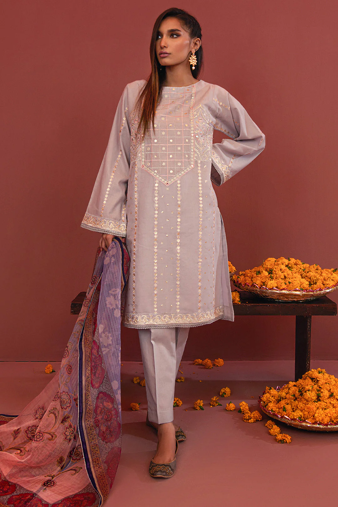 Embroidered Shirt Shalwar Dupatta - 2010 - Image 2