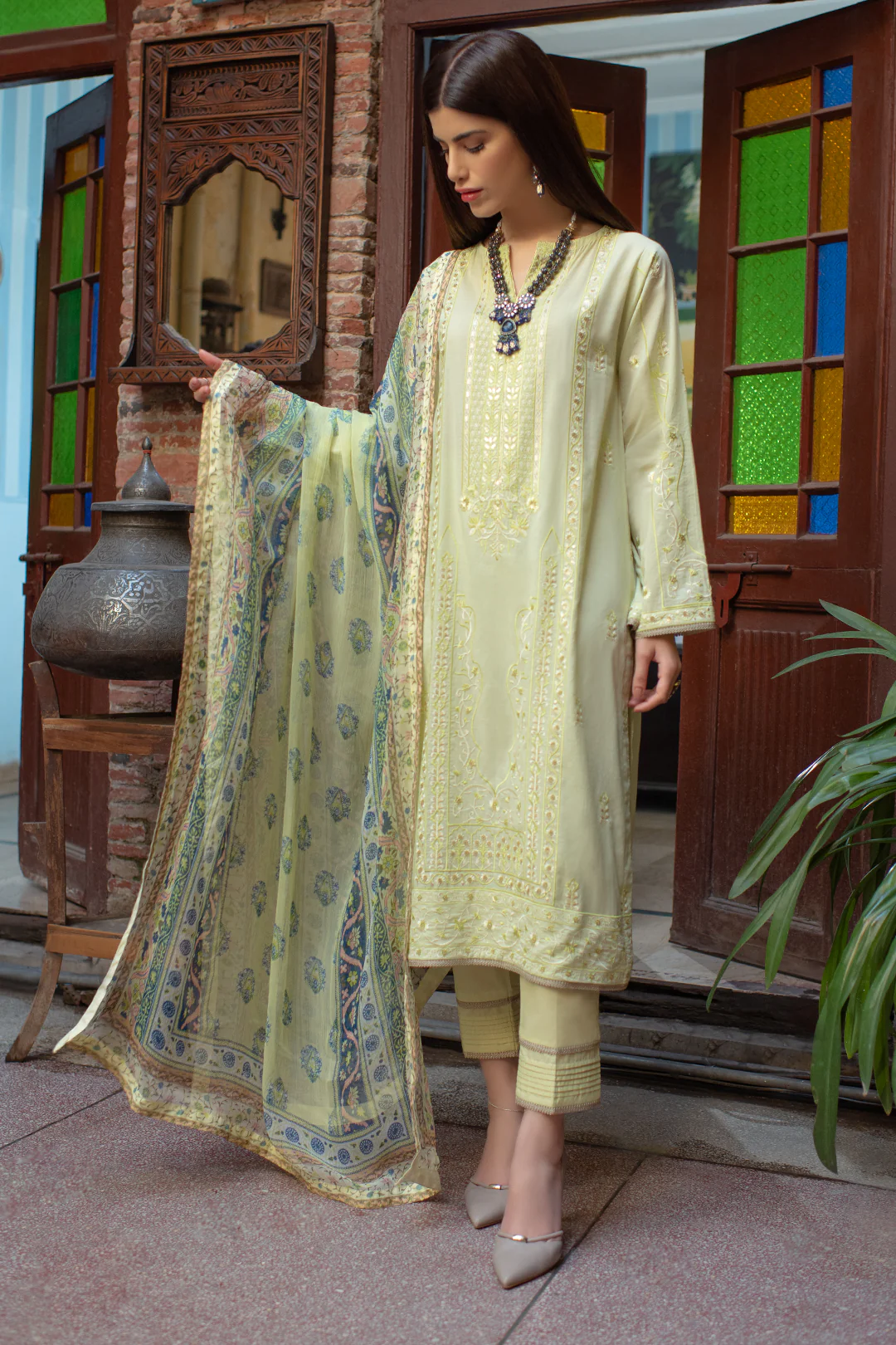 Embroidered Shirt Shalwar Dupatta - 2027 - Image 6
