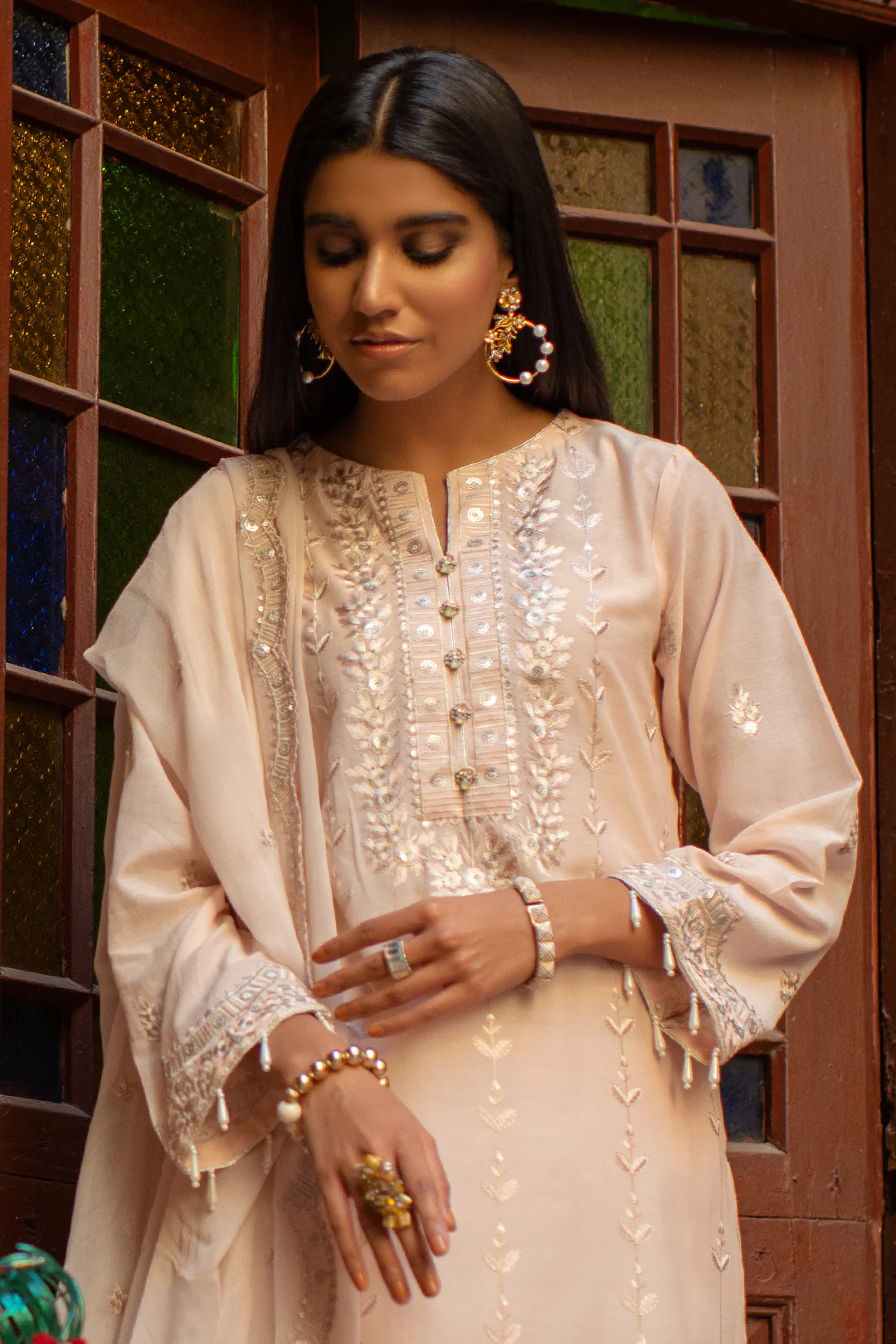 Embroidered Shirt Shalwar Dupatta - 2029 - Image 2