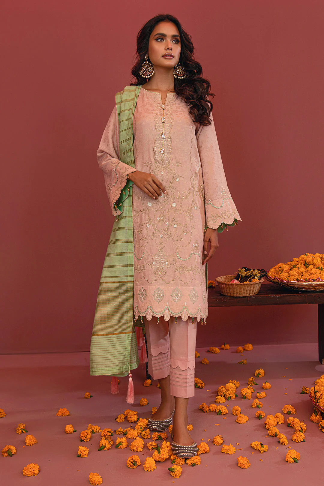 Embroidered Shirt Shalwar Dupatta - 2043 - Image 2