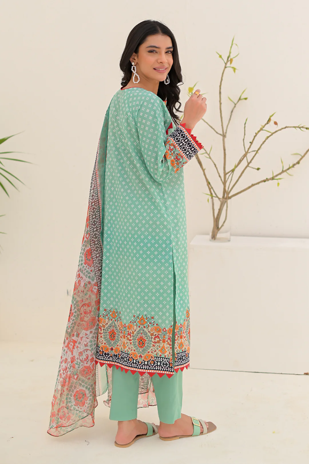 Embroidered Shirt Shalwar Dupatta - 0264 - Image 5