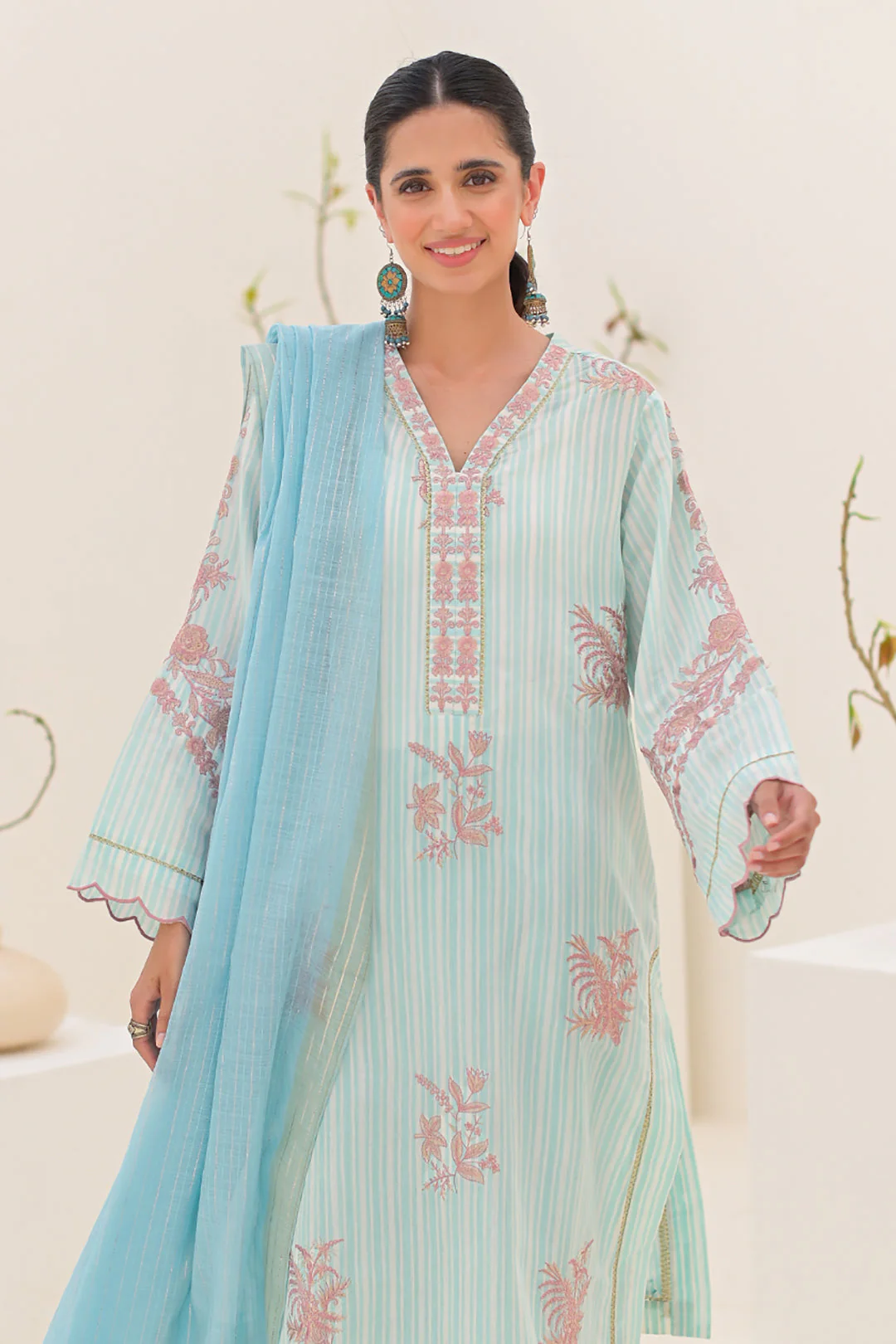 Embroidered Shirt Shalwar Dupatta - 0288 - Image 4