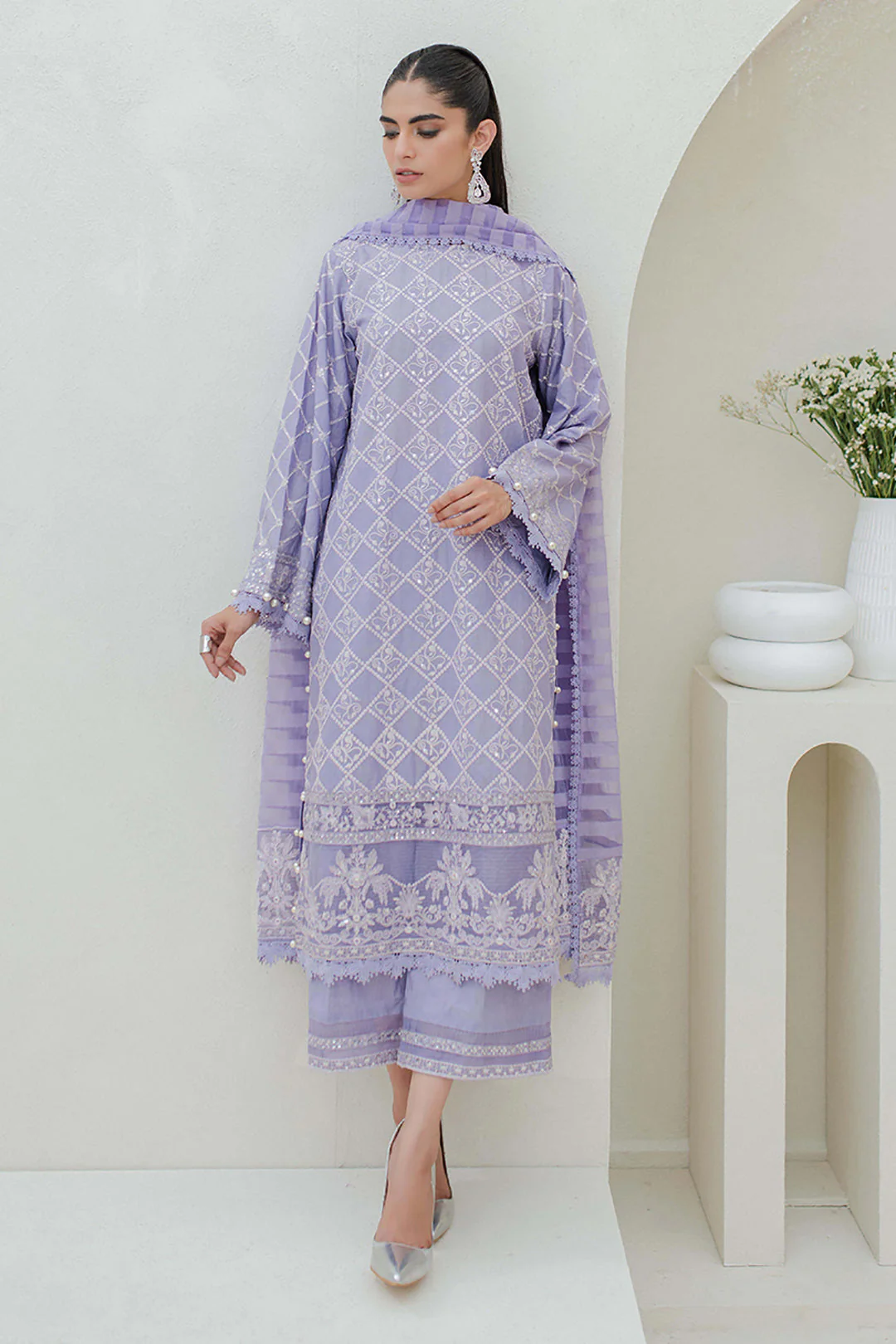 Embroidered Shirt Shalwar Dupatta - 0320 - Image 2