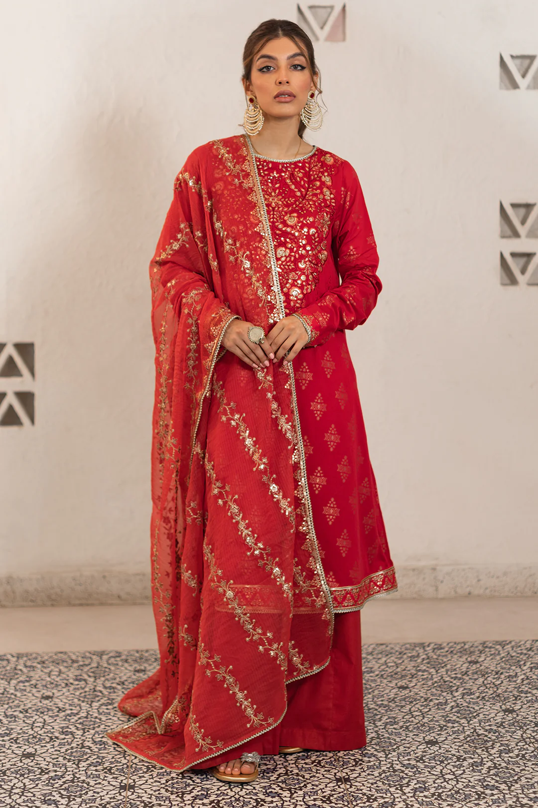 Embroidered Shirt Shalwar Dupatta - 0325 - Image 6