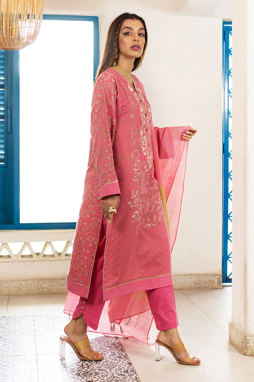 Embroidered Shirt Shalwar Dupatta - 0614 - Image 3