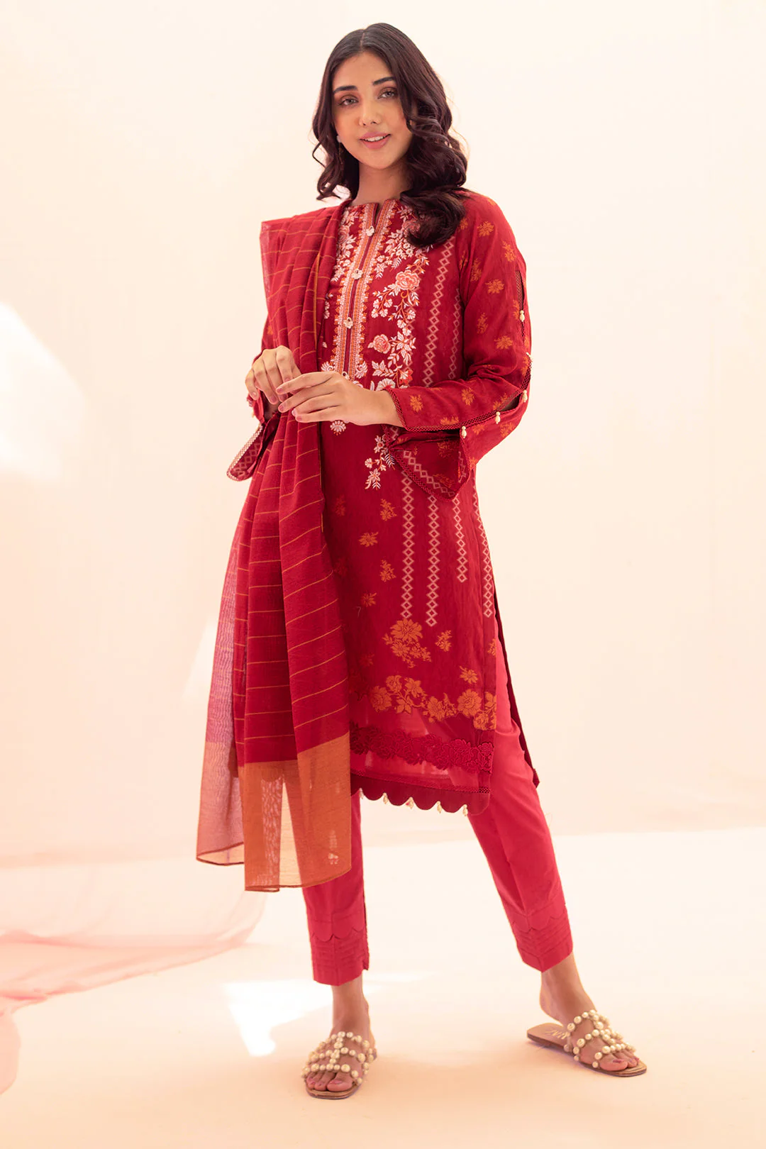 Embroidered Shirt Shalwar Dupatta - 0674 - Image 2