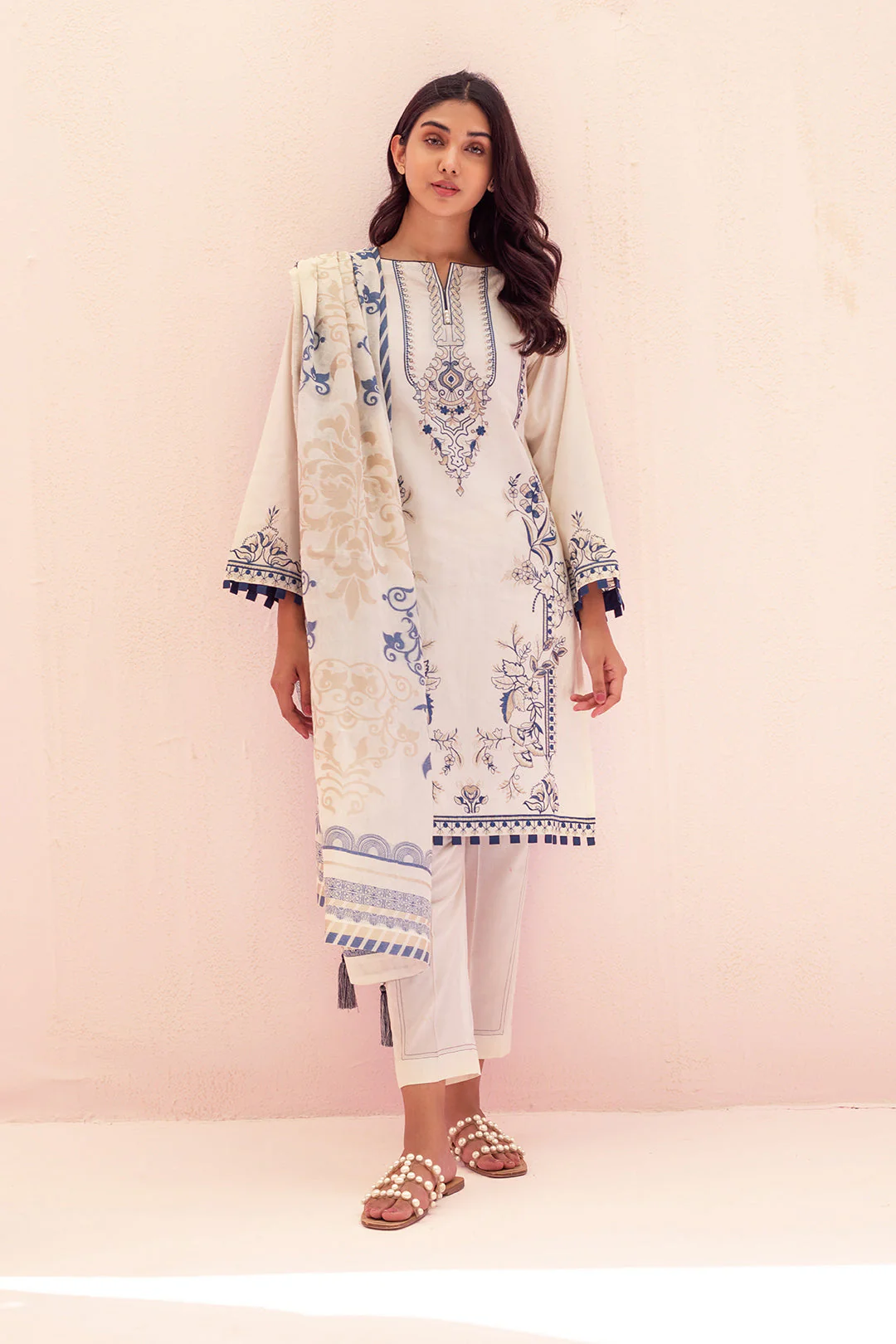 Embroidered Shirt Shalwar Dupatta - 0675 - Image 5