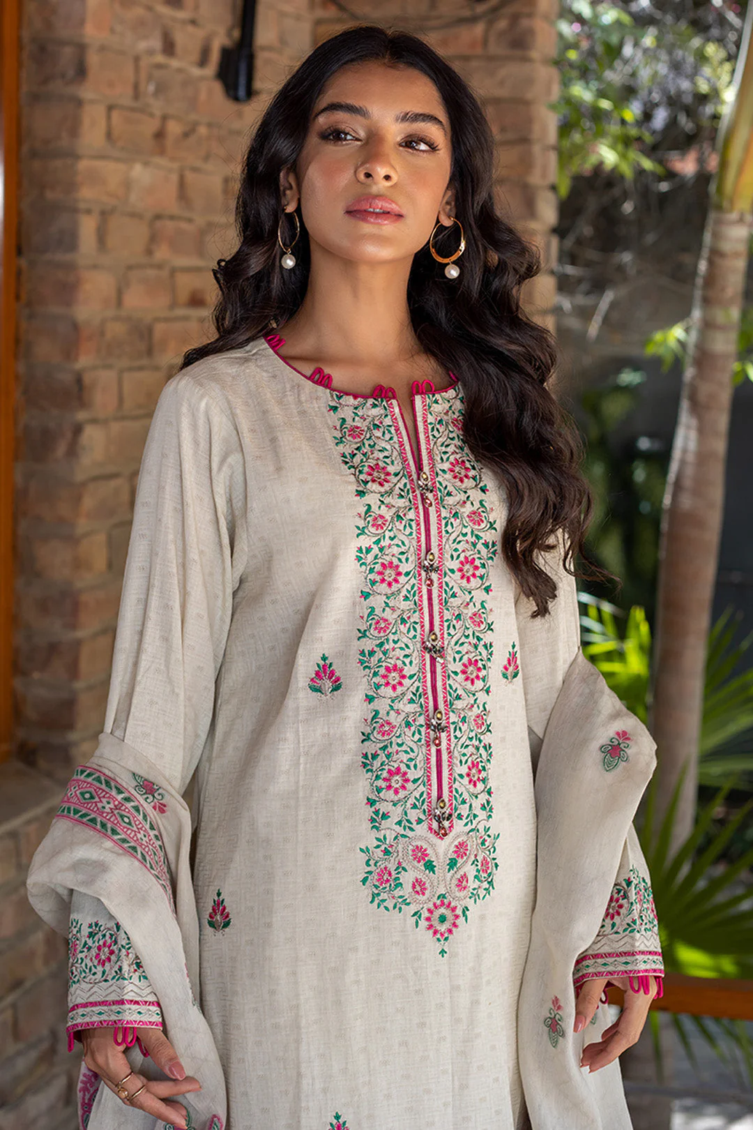 Embroidered Shirt Shalwar Dupatta - 0702 - Image 4