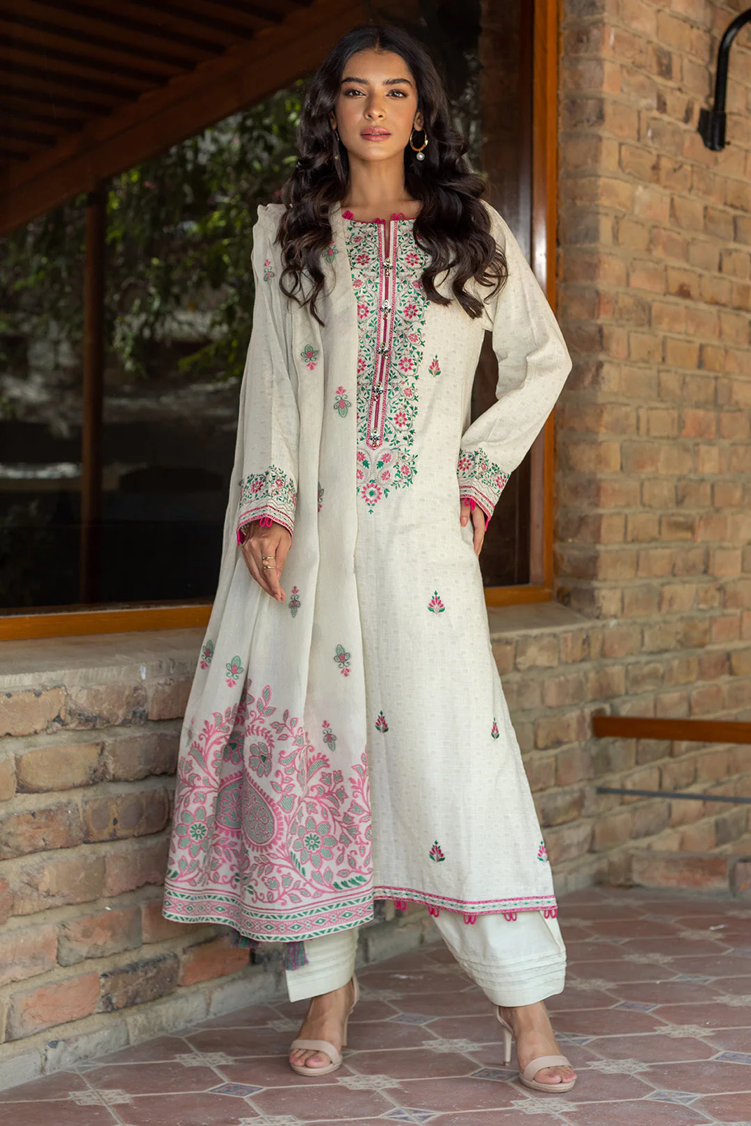 Embroidered Shirt Shalwar Dupatta - 0702 - Image 5