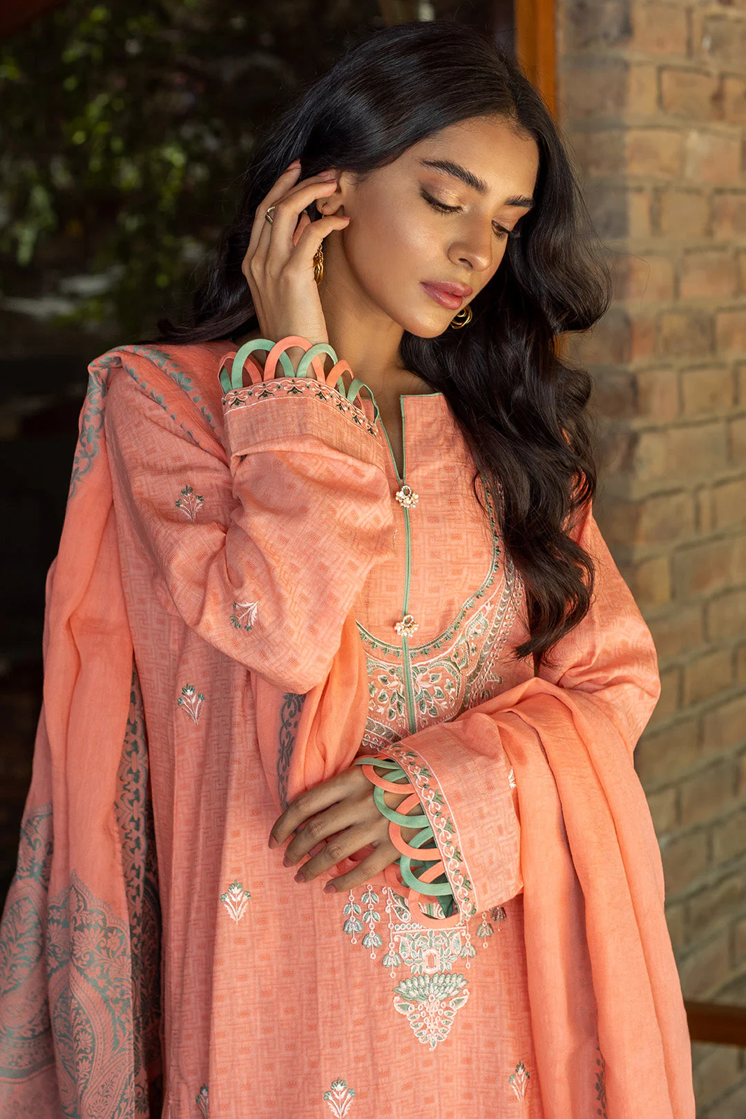 Embroidered Shirt Shalwar Dupatta - 0703 - Image 5