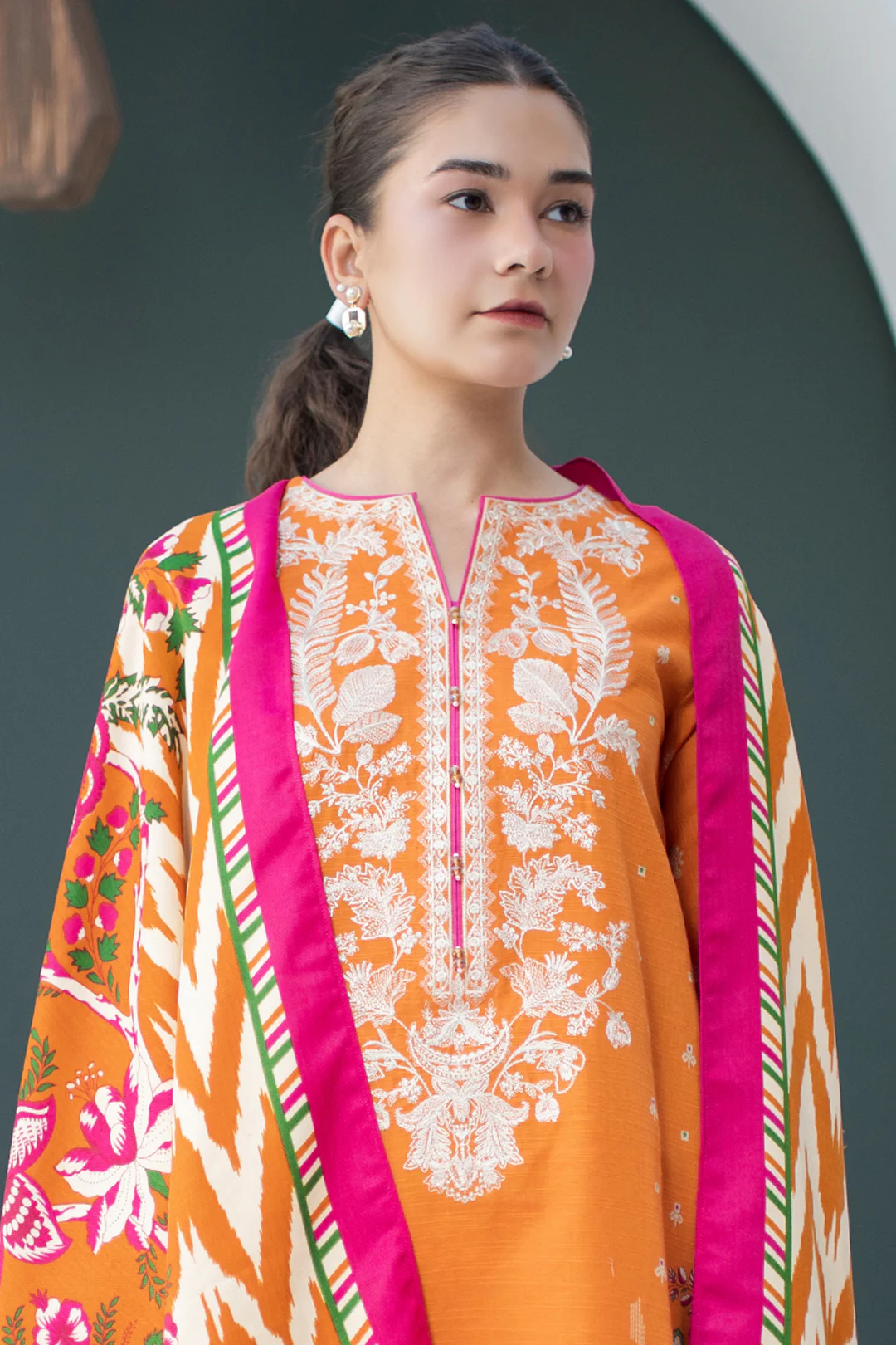 Embroidered Shirt Shalwar Dupatta - 0834 - Image 2