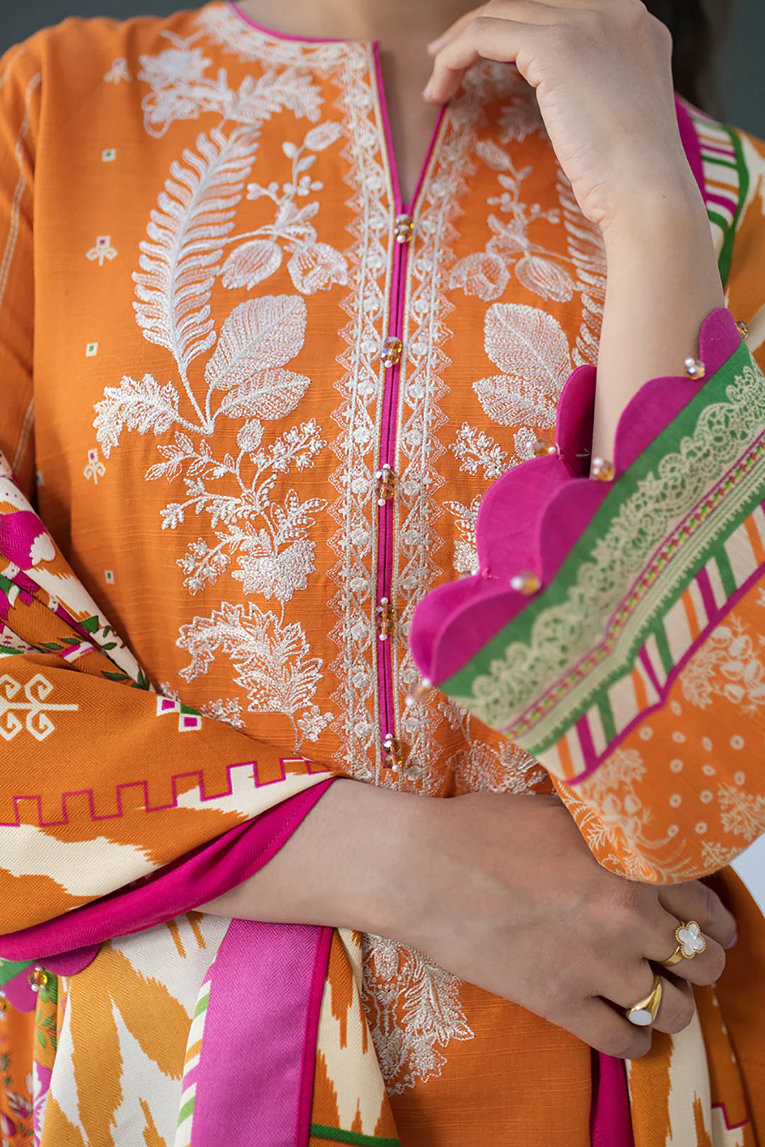 Embroidered Shirt Shalwar Dupatta - 0834 - Image 3