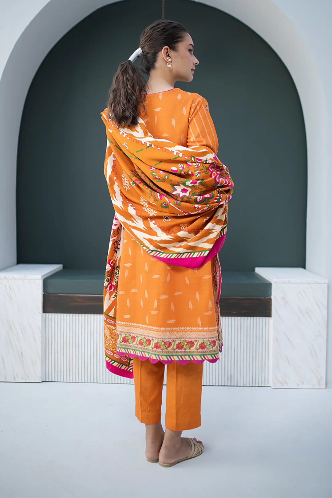 Embroidered Shirt Shalwar Dupatta - 0834 - Image 4