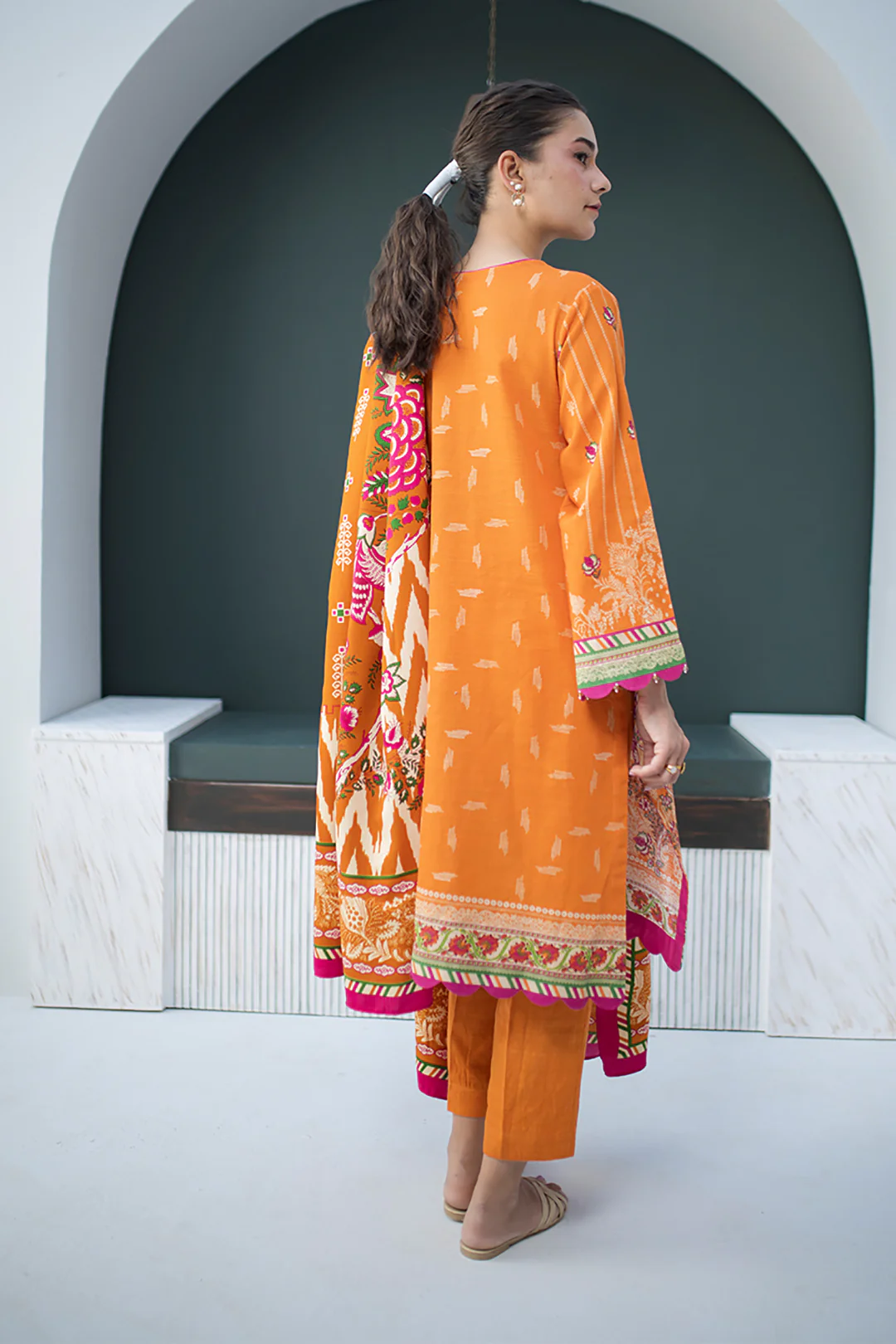 Embroidered Shirt Shalwar Dupatta - 0834 - Image 5