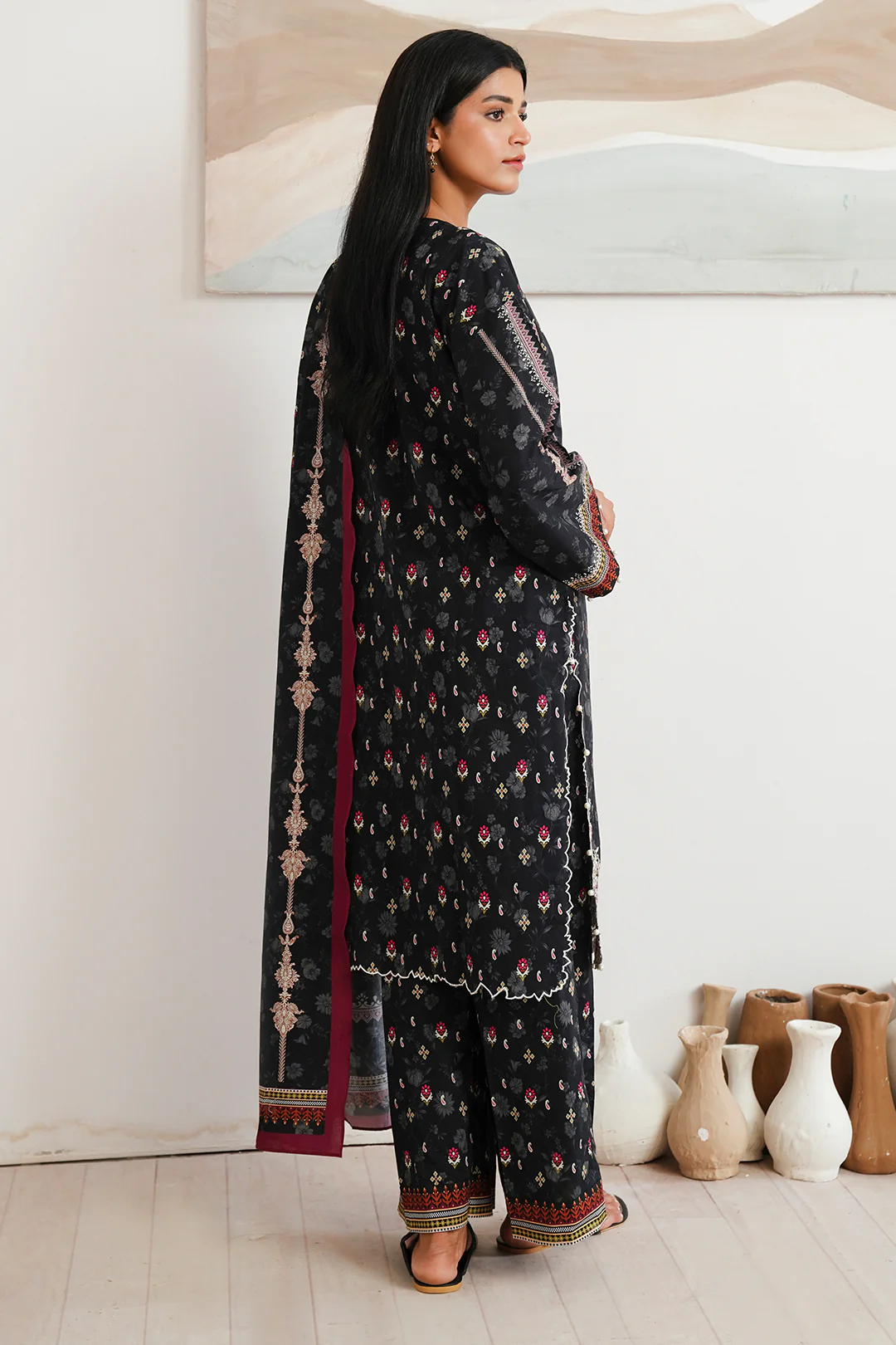 Embroidered Shirt Shalwar Dupatta - 0063 - Image 5