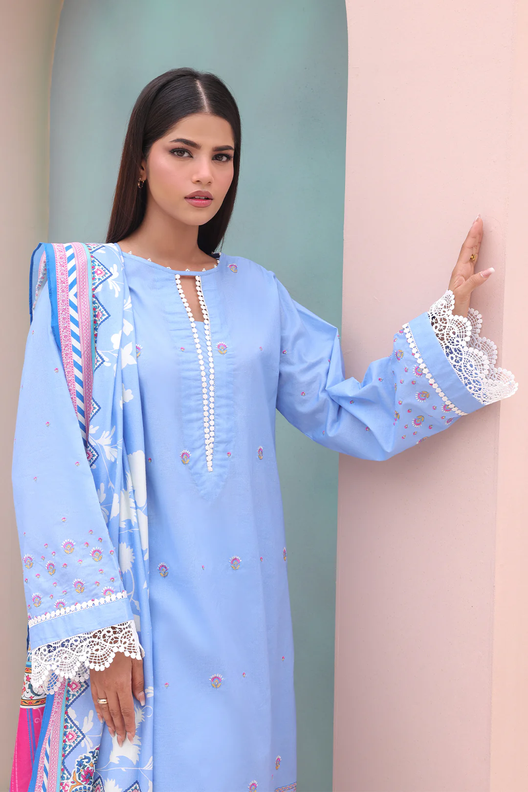 Embroidered Shirt Shalwar Dupatta - 0066 - Image 5