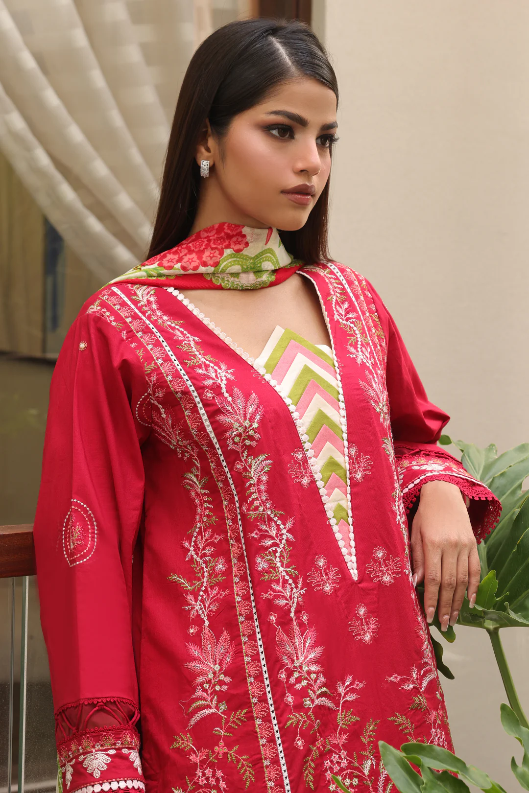 Embroidered Shirt Shalwar Dupatta - 0074 - Image 2