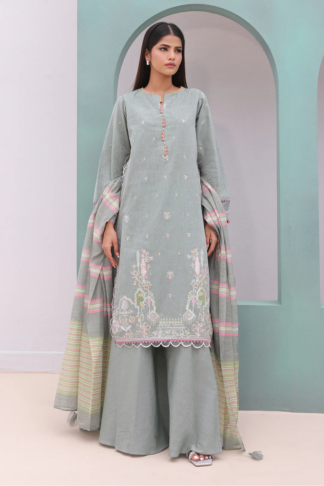 Embroidered Shirt Shalwar Dupatta - 0075 - Image 3
