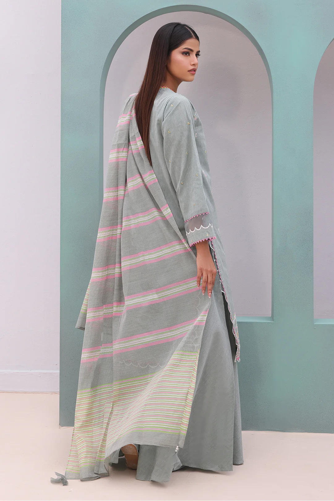 Embroidered Shirt Shalwar Dupatta - 0075 - Image 6