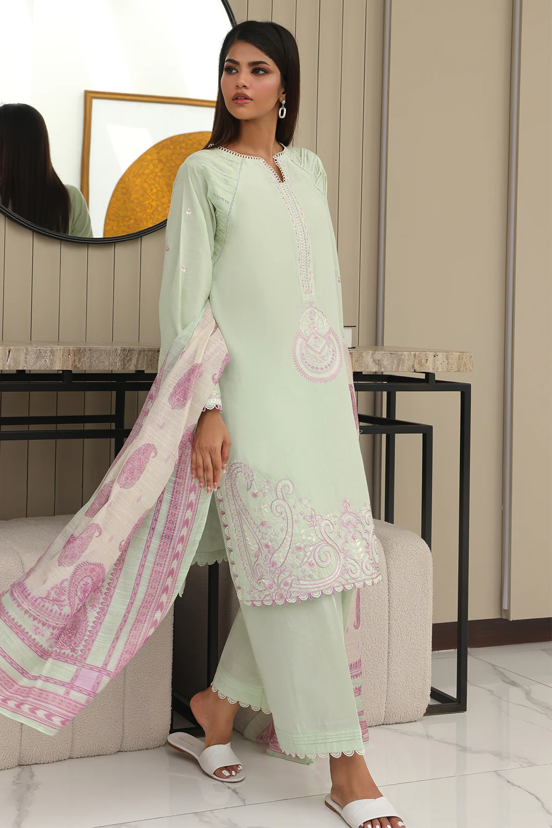 Embroidered Shirt Shalwar Dupatta - 0077 - Image 3