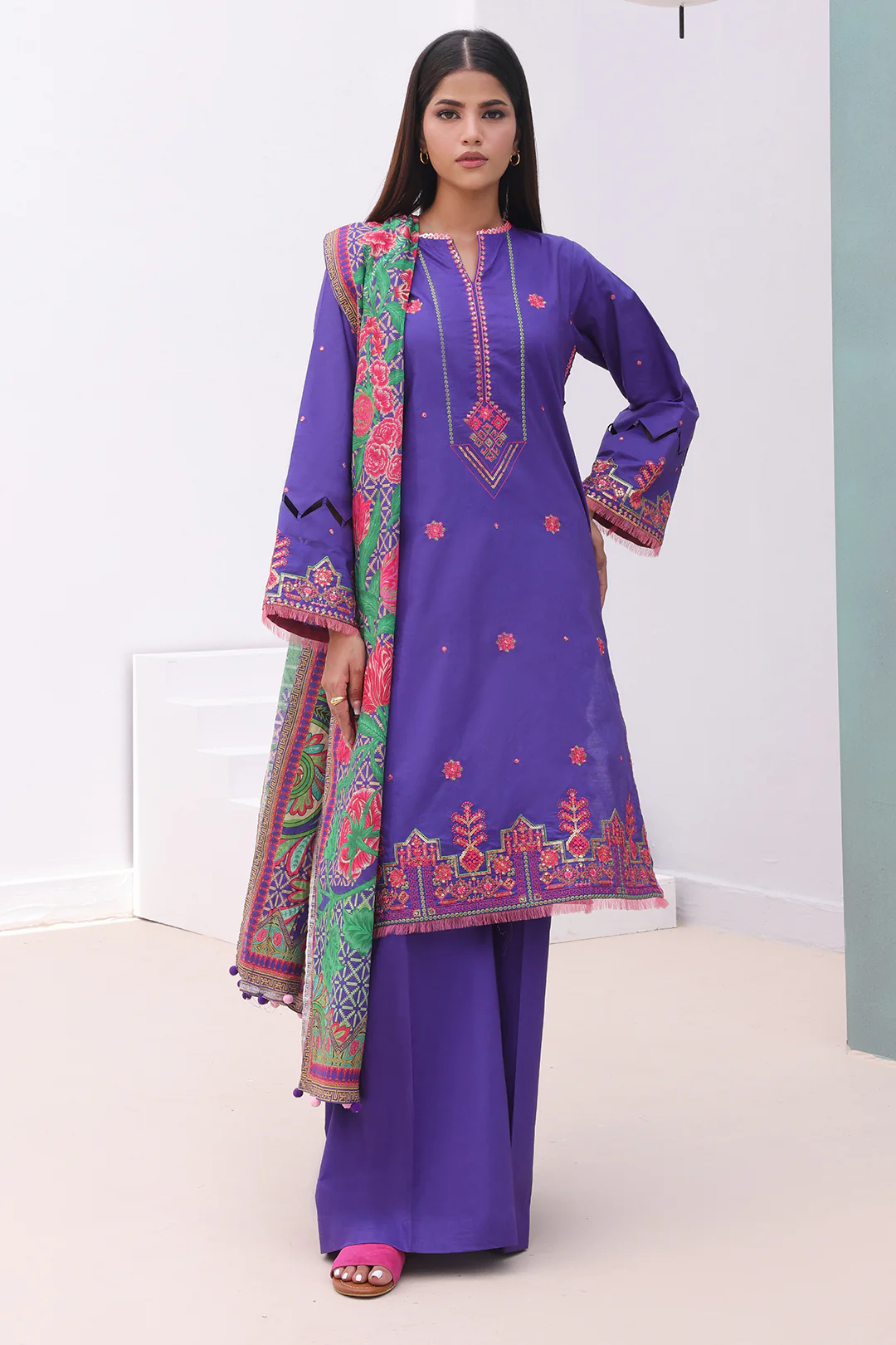 Embroidered Shirt Shalwar Dupatta - 0082 - Image 2