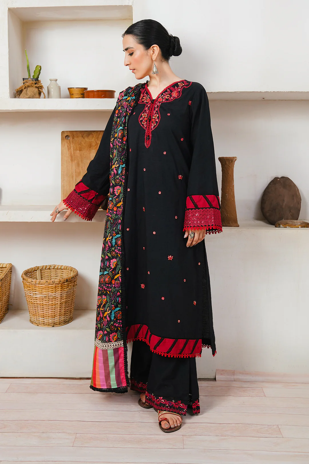 Embroidered Shirt Shalwar Dupatta - 0084 - Image 2