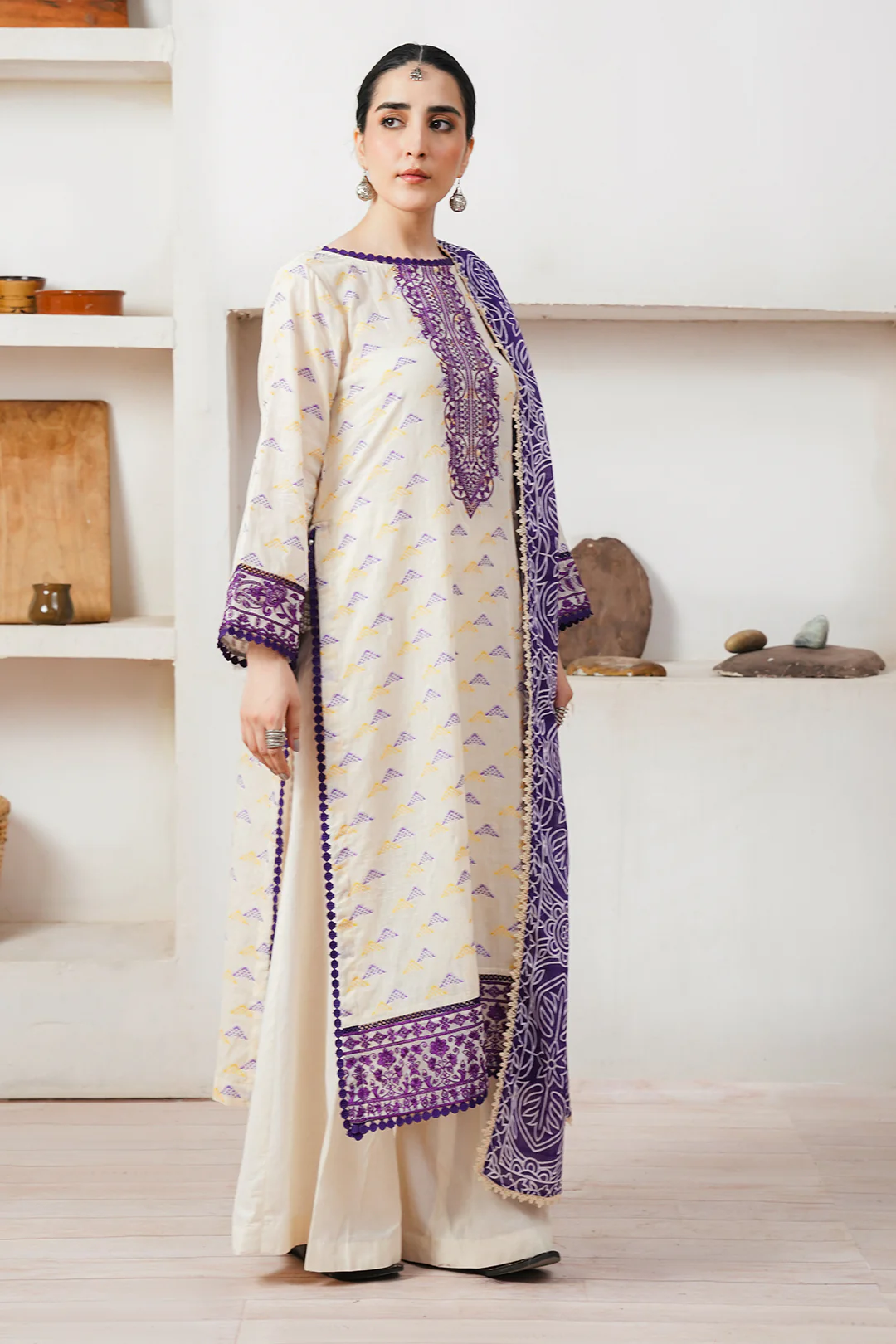 Embroidered Shirt Shalwar Dupatta - 0086 - Image 3