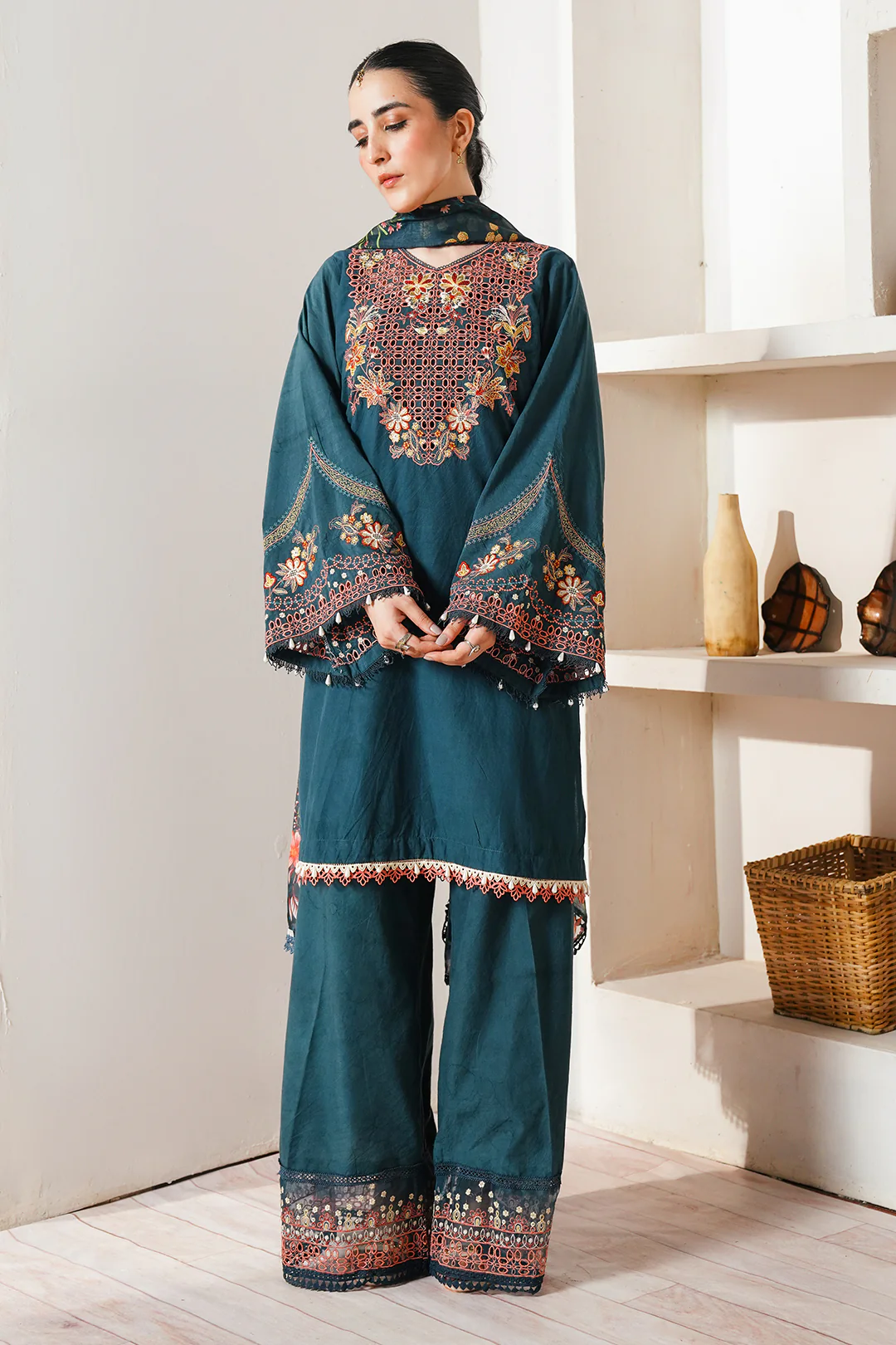 Embroidered Shirt Shalwar Dupatta - 0088 - Image 6