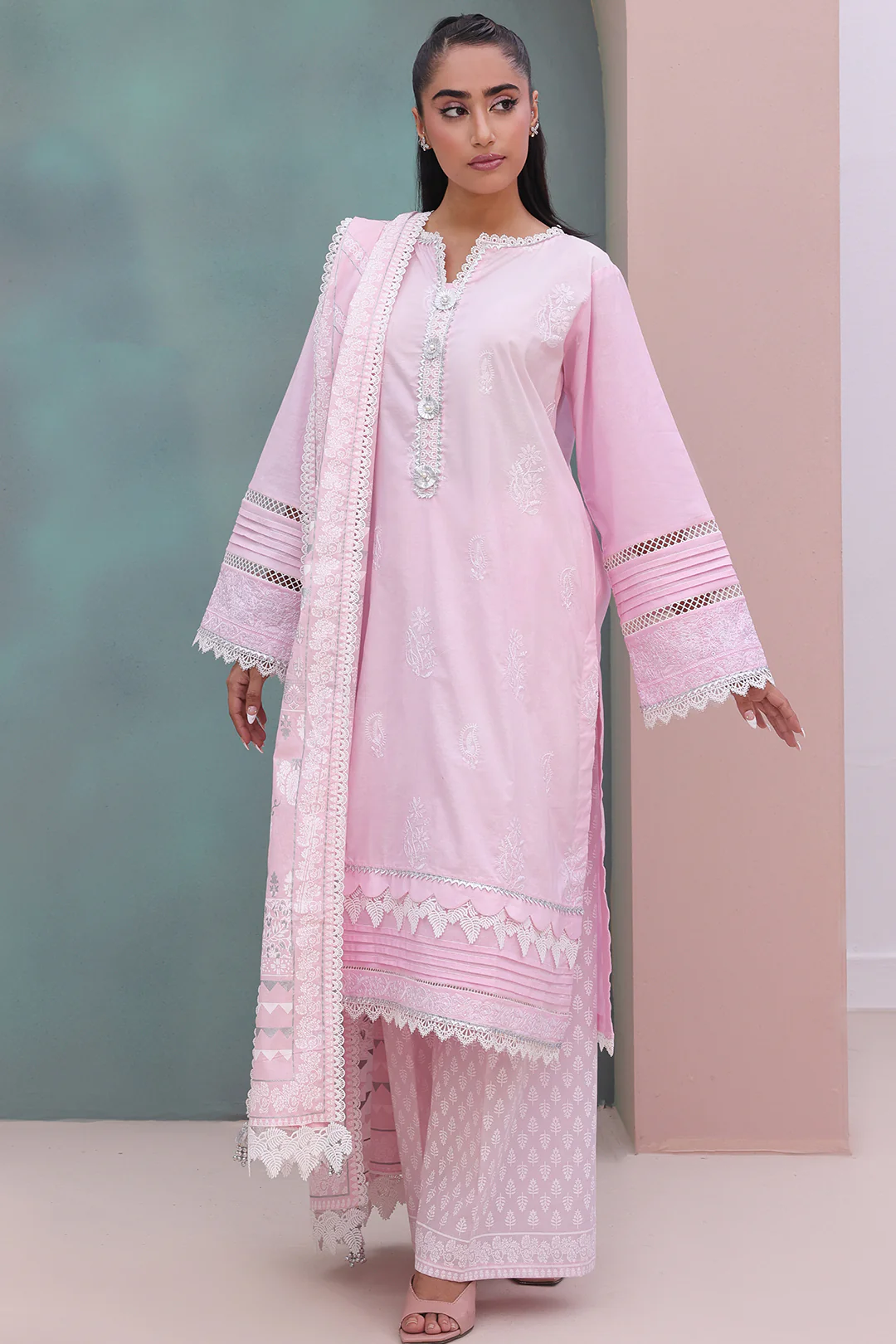 Embroidered Shirt Shalwar Dupatta - 0147 - Image 3
