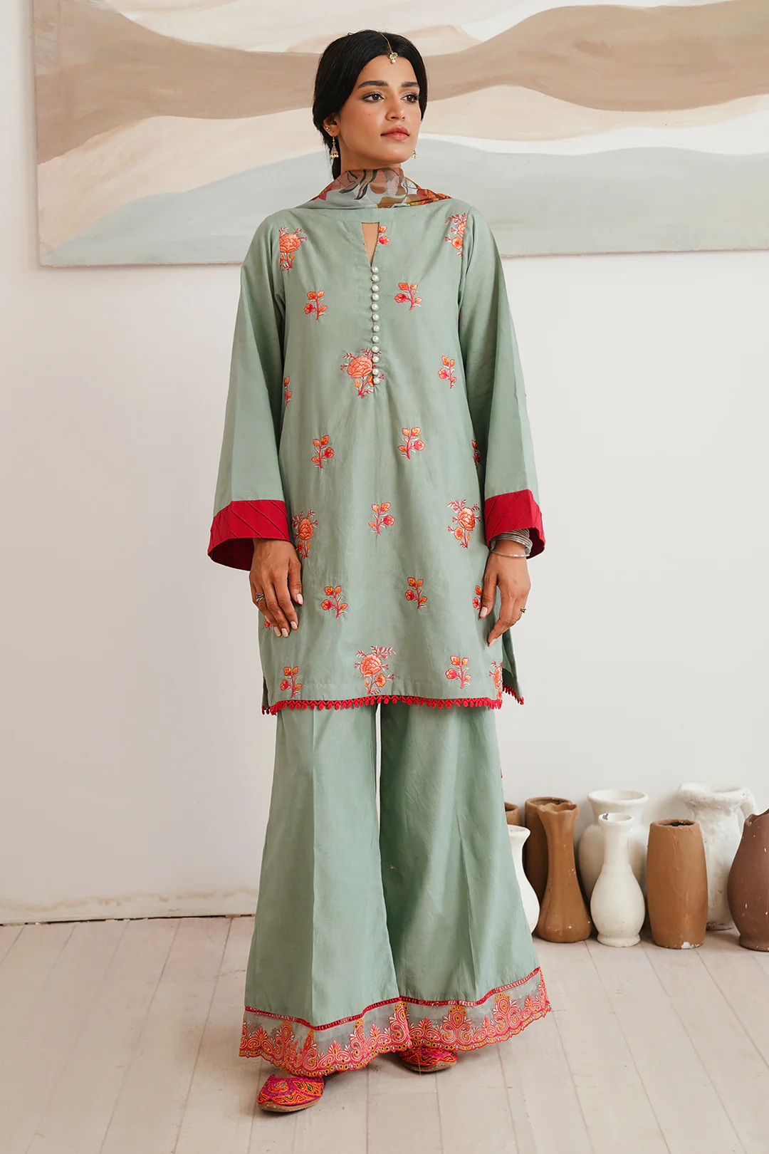 Embroidered Shirt Shalwar Dupatta - 0149 - Image 3