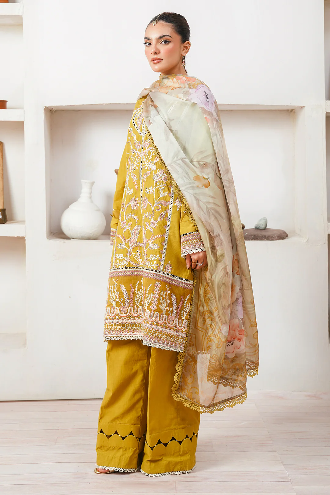 Embroidered Shirt Shalwar Dupatta - 0156 - Image 3