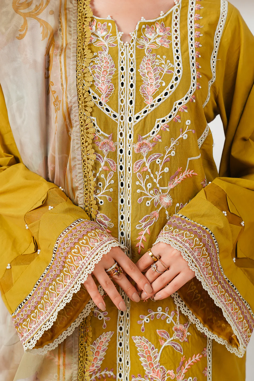 Embroidered Shirt Shalwar Dupatta - 0156 - Image 4