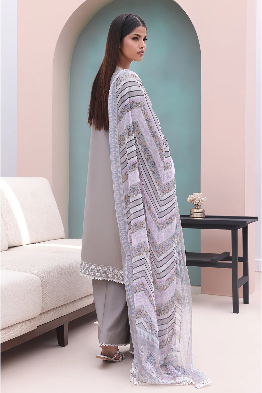 Embroidered Shirt Shalwar Dupatta - 0601 - Image 4